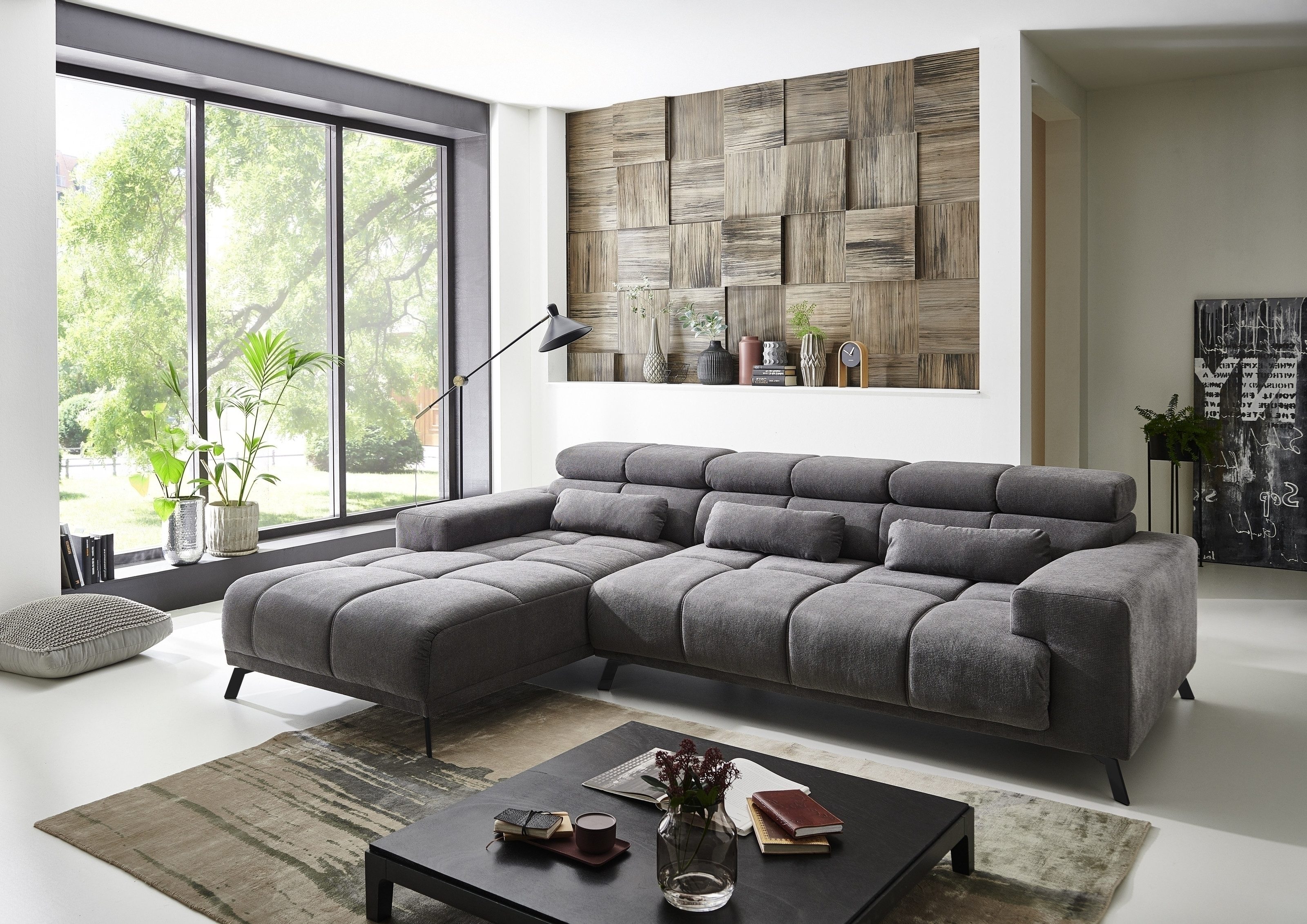 Iwaniccy Wohnlandschaft elektrische Sitztiefenverstellung, 3 Kissen, grau - günstig online kaufen