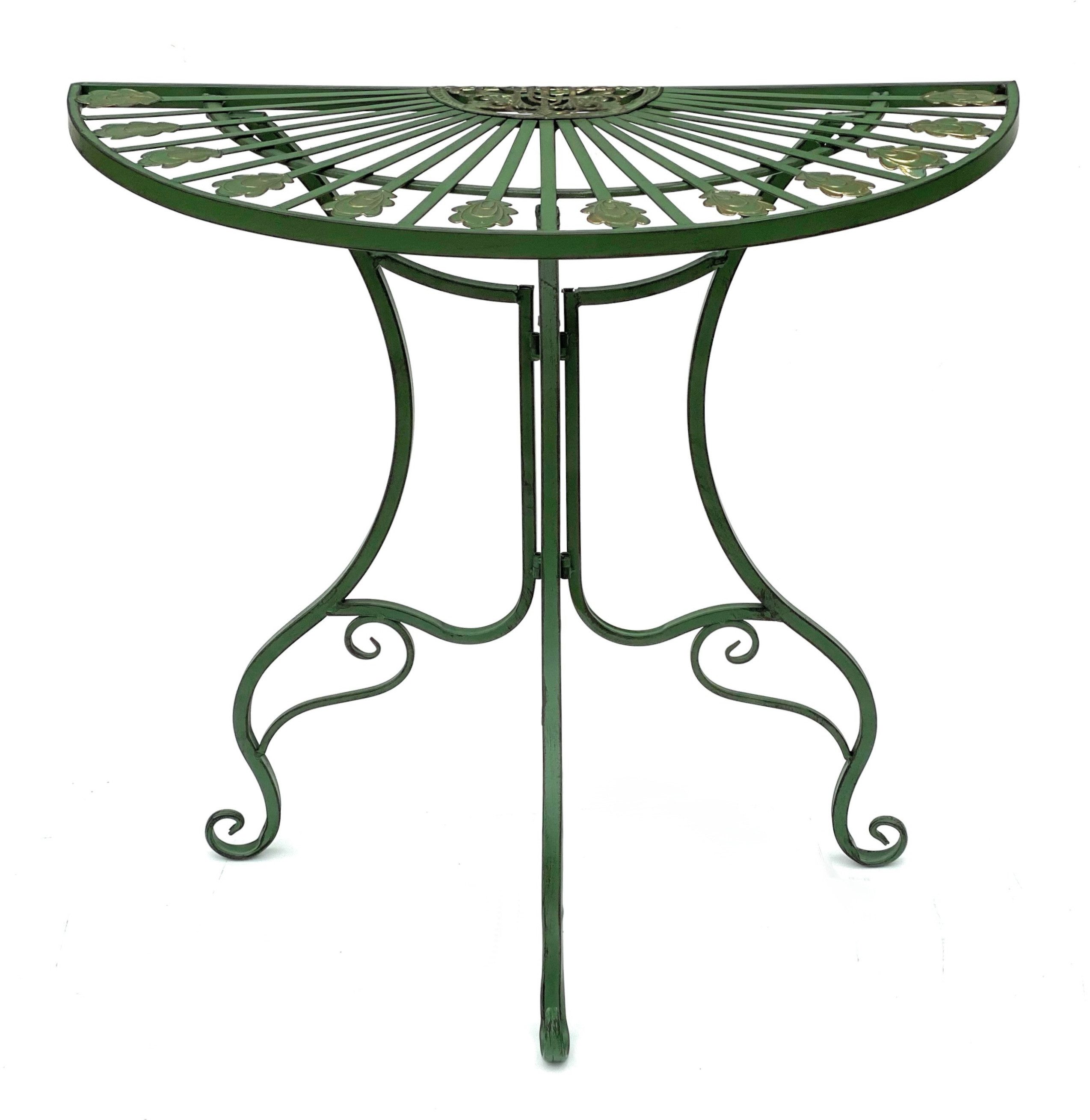 DanDiBo Konsolentisch Halbrund Wandtisch 93995 Beistelltisch Metall Tisch 80 cm Gartentisch, Halbtisch Halbrundtisch Wandkonsole Konsole Wand