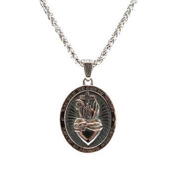 DALMARO Edelstahlkette Lederkette Edelstahl 316 HEART OF JESUS, Kette mit Anhänger inkl. Schmuckschachtel