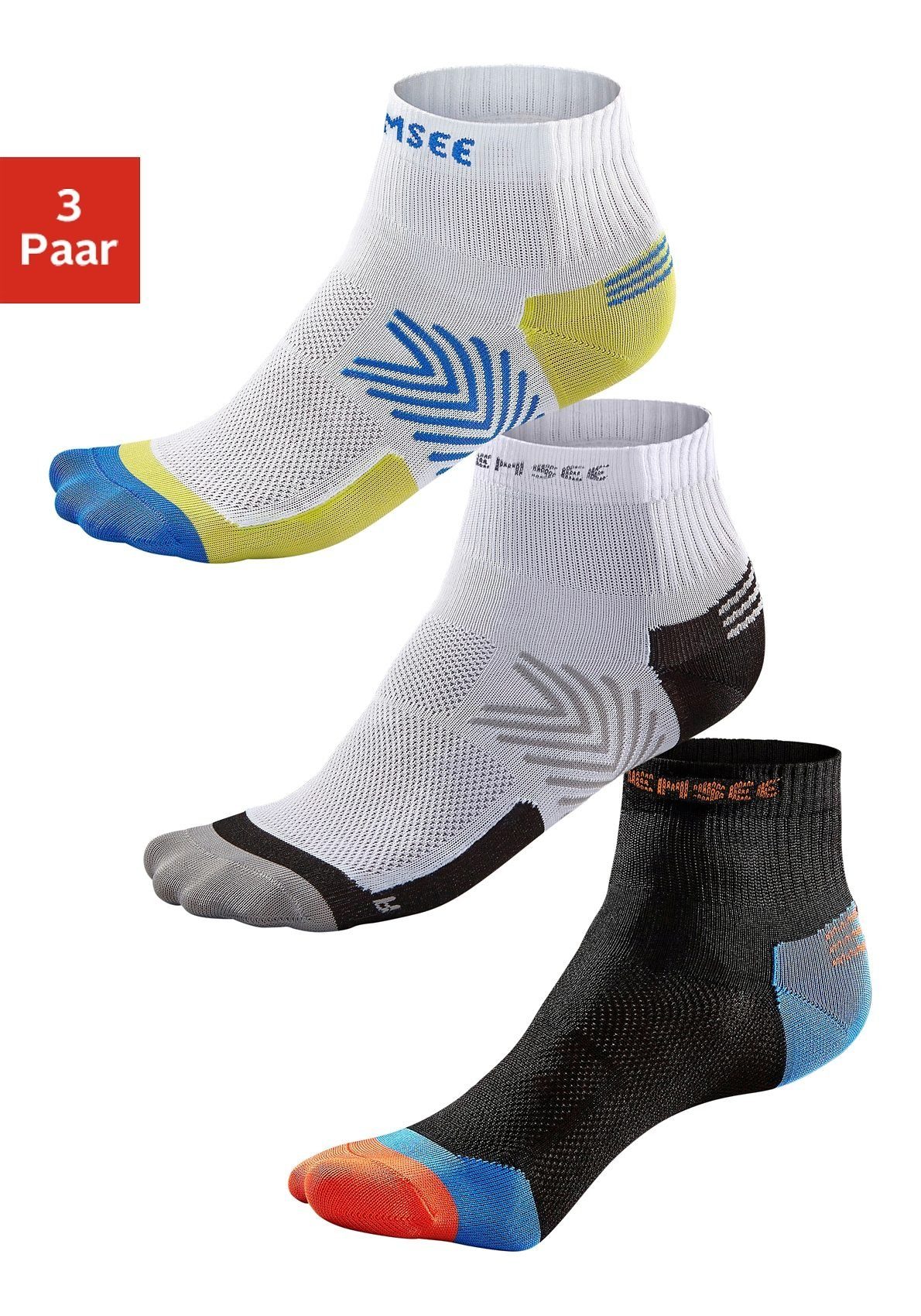 Chiemsee Funktionssocken (Set, 3-Paar) schnell trocknend | Sport-Kurzsocken