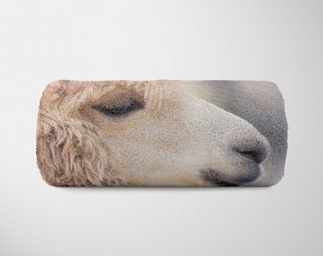 Sinus Art Handtücher Handtuch Strandhandtuch Saunatuch Kuscheldecke mit Tiermotiv Lama flauschig, Baumwolle-Polyester-Mix (1-St), Handtuch