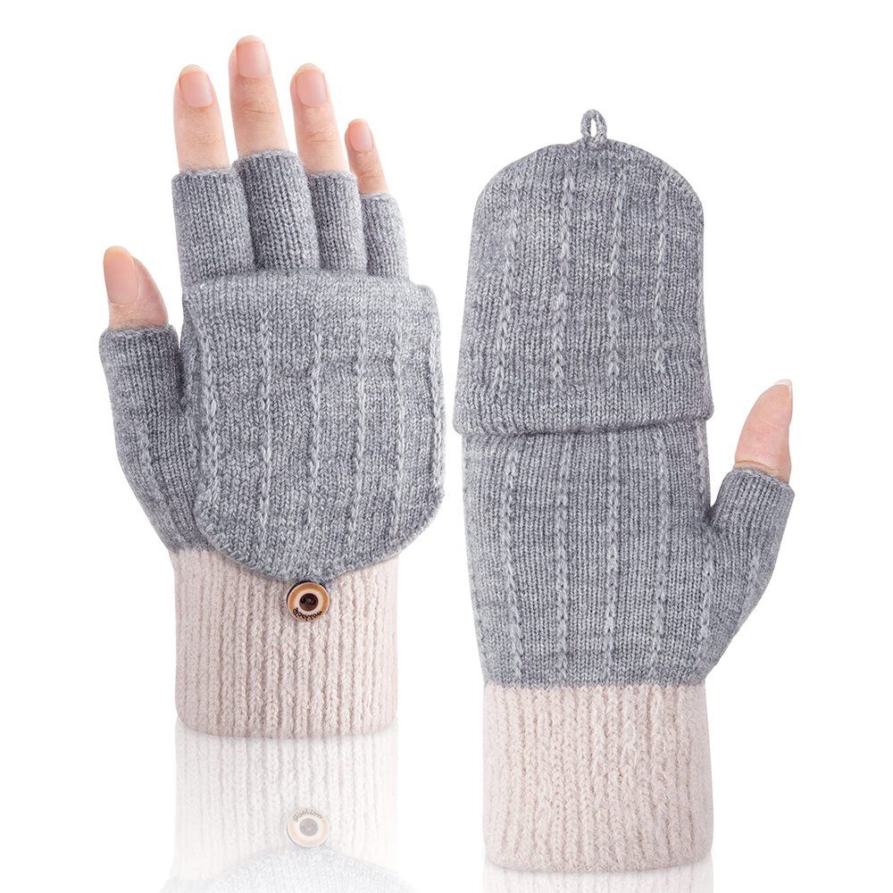 Coonoor Strickhandschuhe Fingerhandschuhe mit Flip-Top Strick Thermohandschuhe valentinstaggeschenk für Familie oder Freunde