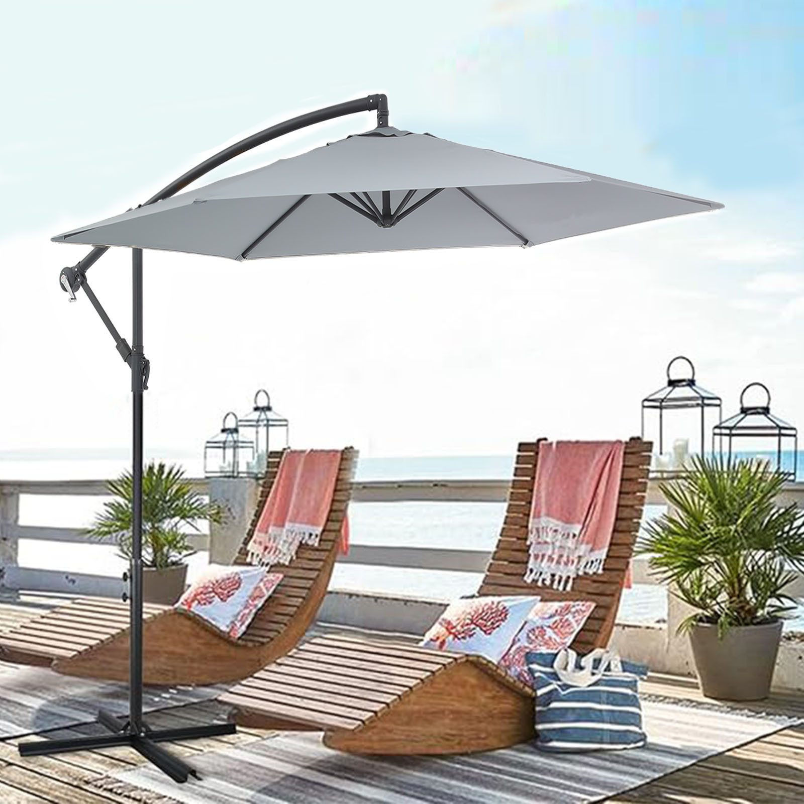 oyajia Sonnenschirm 3m Garten Sonnenschirm Sonnenschutz Terrasse Banane Hän günstig online kaufen