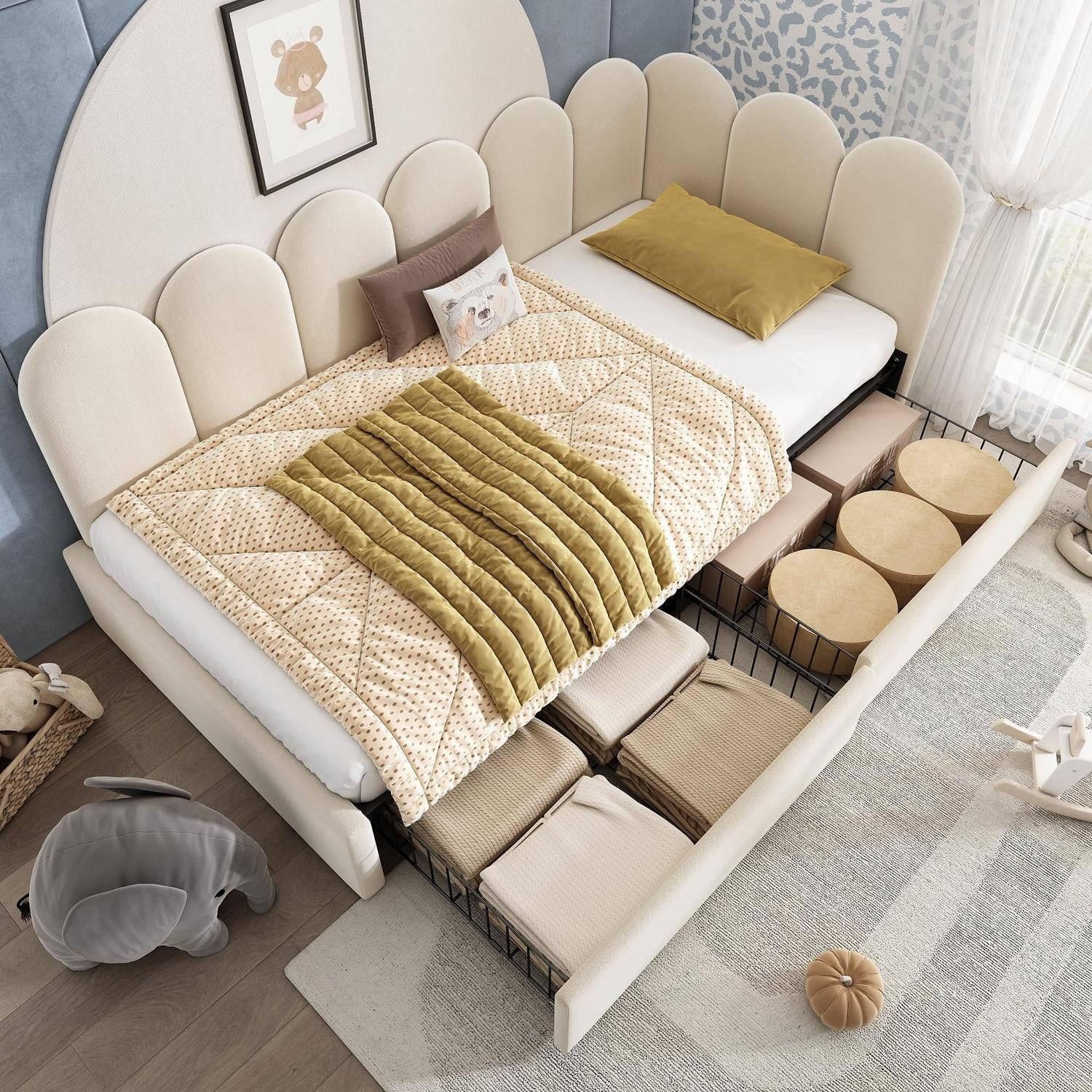 LuxusKollektion Polsterbett Polsterbett Einzelbett mit Schubladen