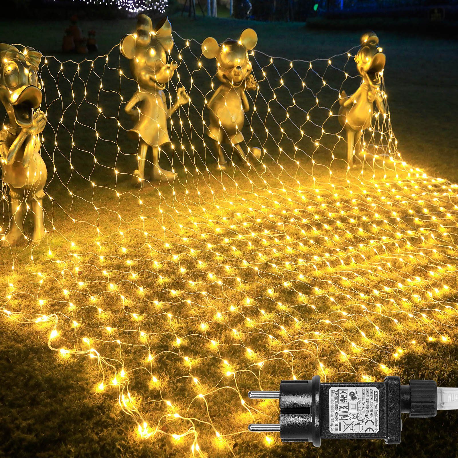 Sunicol LED-Lichternetz »2X3m LED Mesh Net Curtain Lichterkette, für draußen  Weihnachten Garten«, 200-flammig, Timer, Wasserdicht