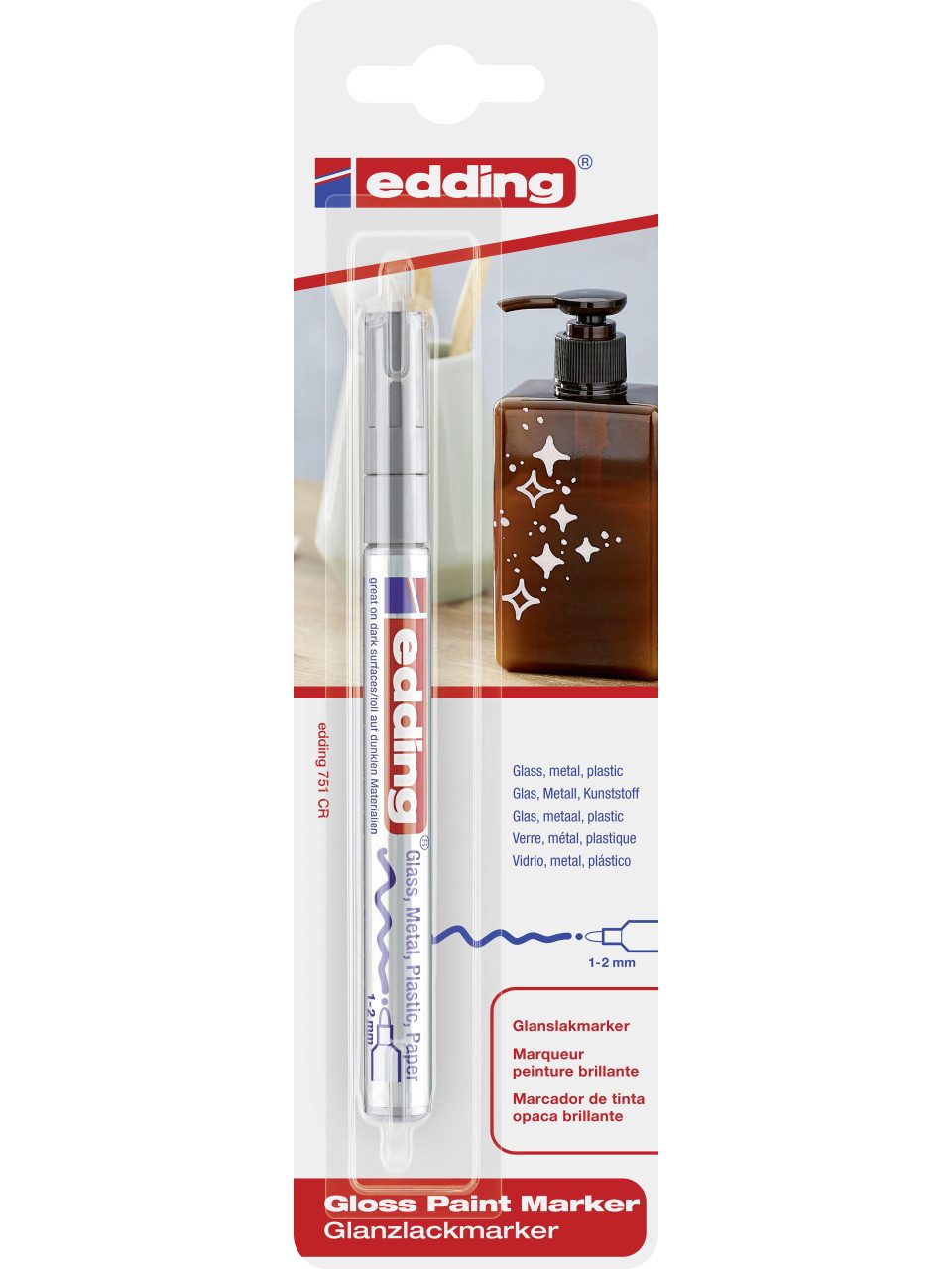 edding Permanentmarker edding 751 gloss paint marker silber 1 - 2 mm