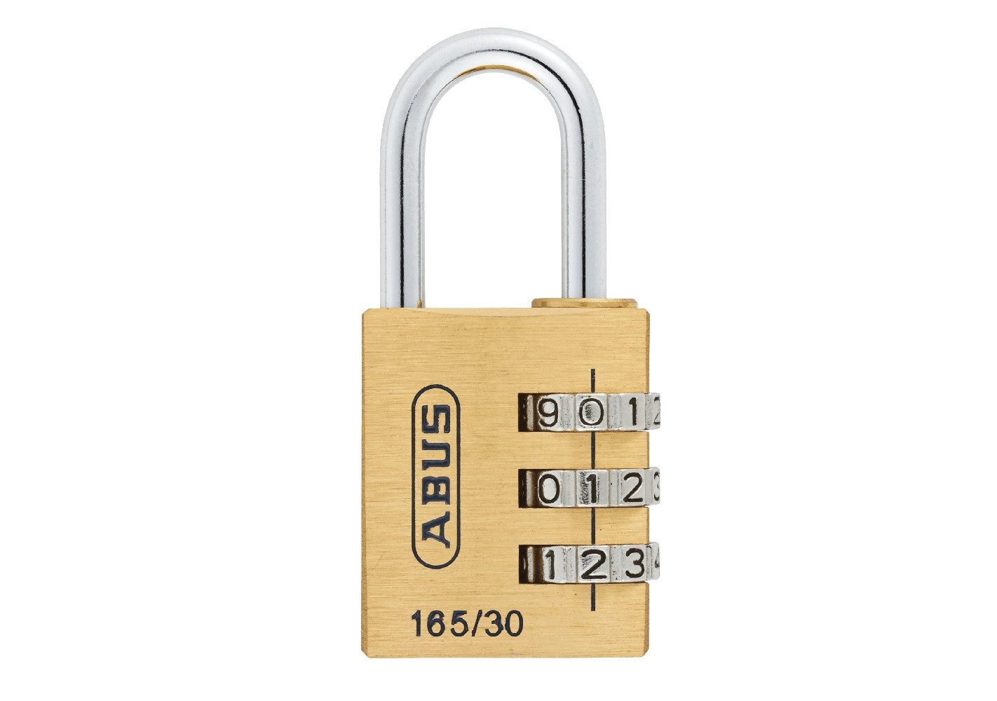 ABUS Vorhängeschloss Zahlenschloss 165/30 - Kofferschloss, Vorhängeschloss aus Messing, Sicherheitsklasse 3, 3-stelliger individuell anpassbarer Zahlencode, Sicherung bei Reisen