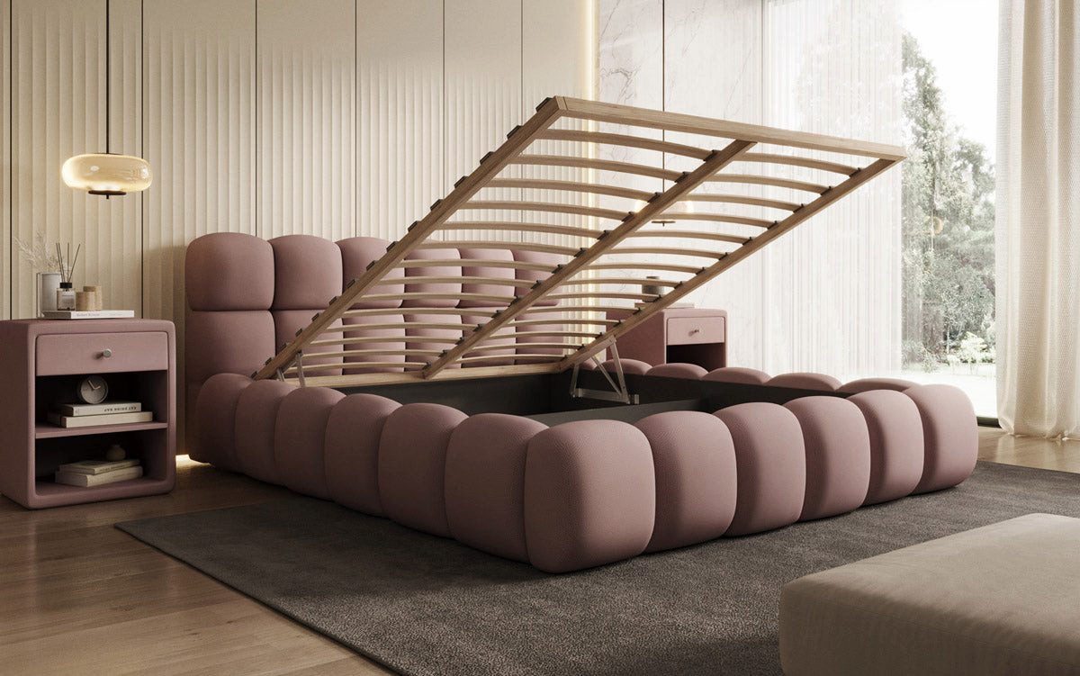 Luxusbetten24 Polsterbett Designer Polsterbett Boston Stoff, mit Stauraum