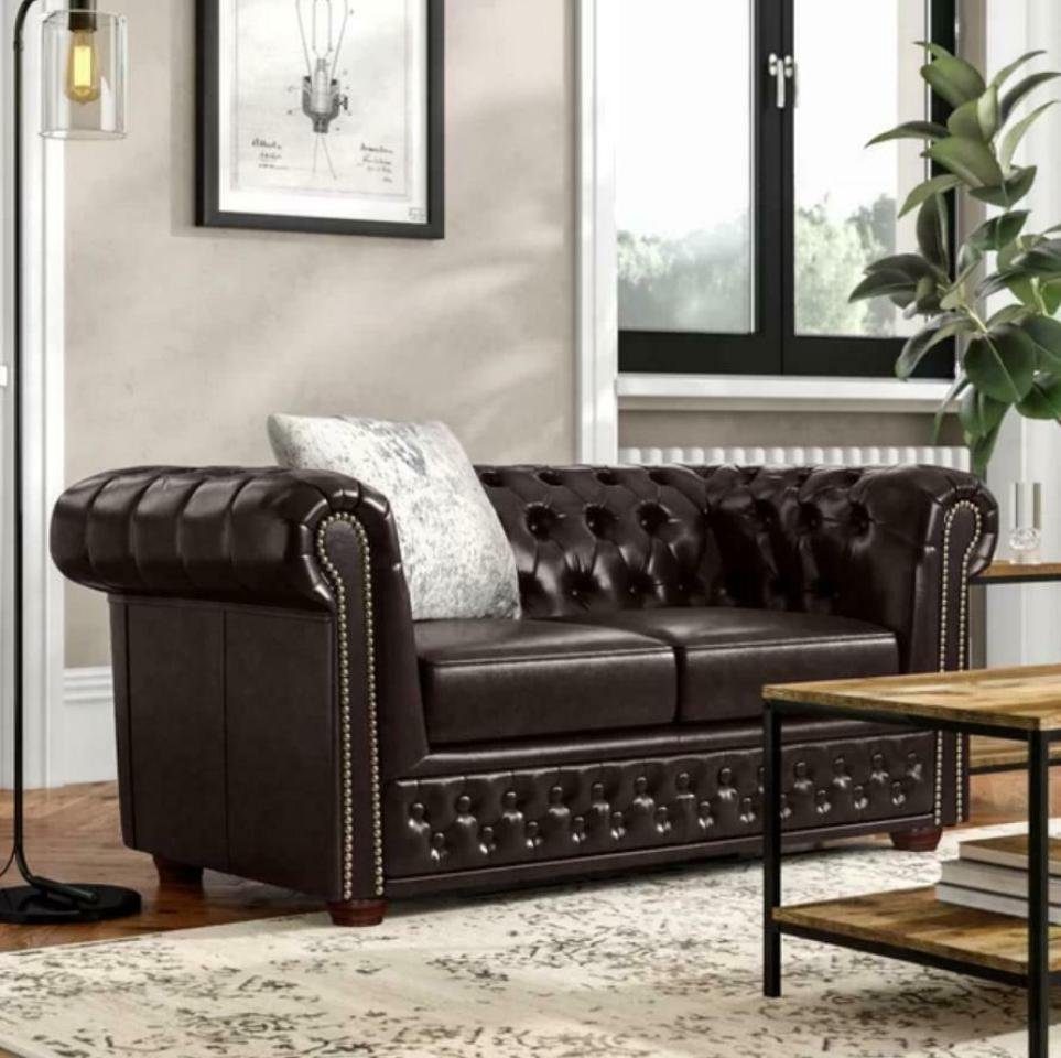 JVmoebel Sofa Luxus Klassischer 2-Sitzer Couch Chesterfield Ledersofas Neu, Made in Europe