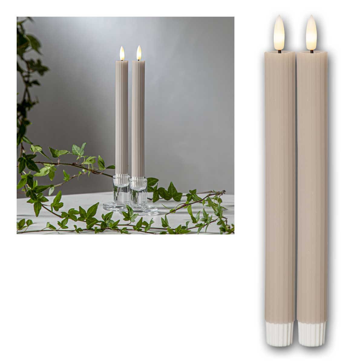 STAR TRADING LED-Kerze LED Stabkerzen STRIPE 2er Set bg 3D Flamme & Timer günstig online kaufen