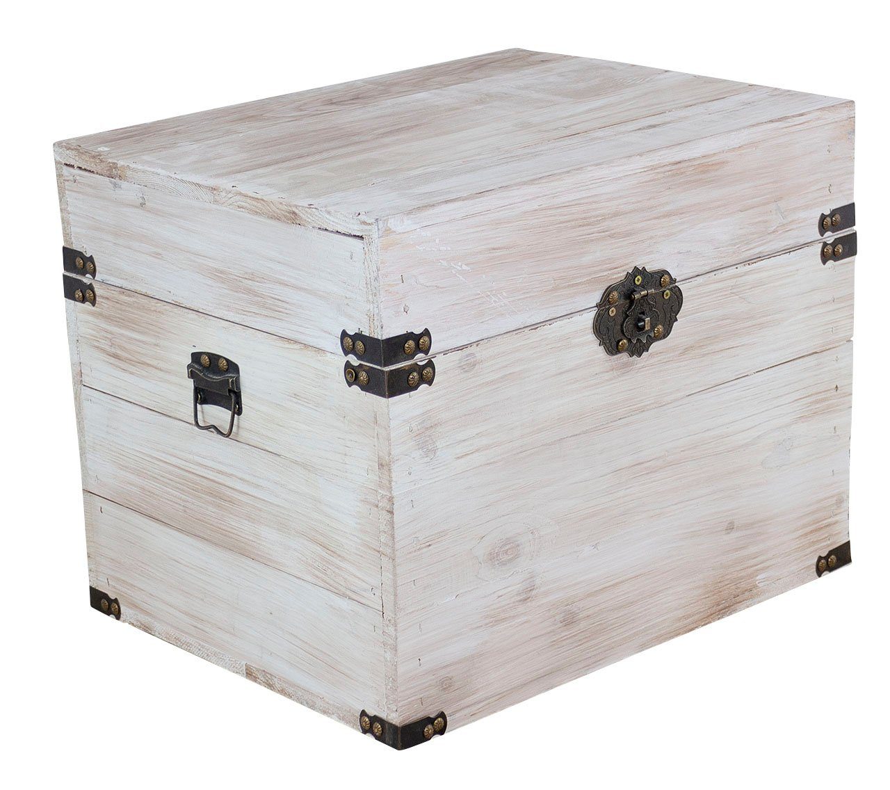 Kistenkolli Altes Land Allzweckkiste Holztruhe Elsa Shabby weiss Holzkiste mit Deckel Gesschenkekiste Hochz (Spar-Set, 1er Set)