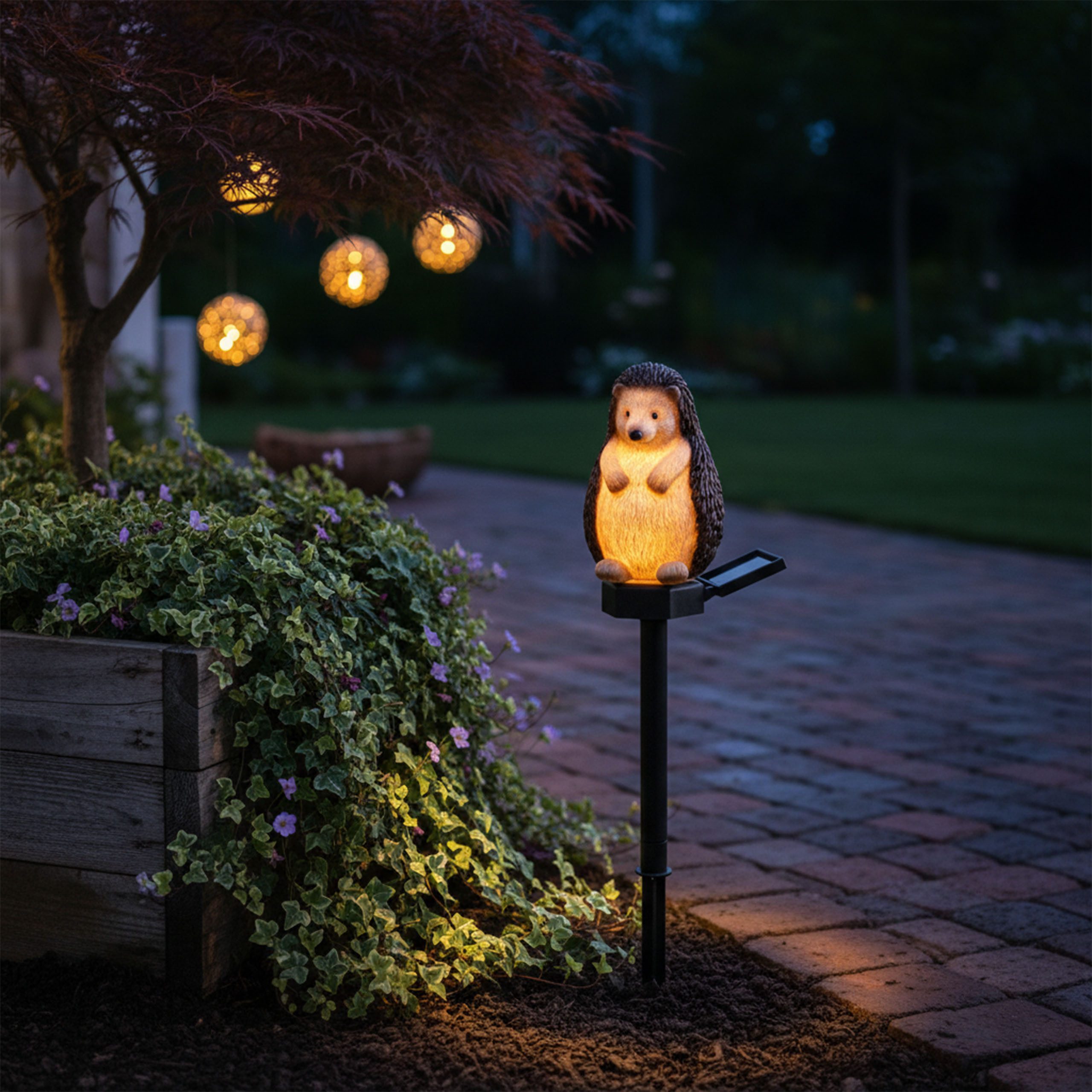 IC Gardenworld Tierfigur LED Solar Deko-Tiere als Gartenstecker, Tierfigur als Solarleuchte, beleuchtet, aus Kunststein, ca. 41 cm, kabellos – Bild 3 von 4