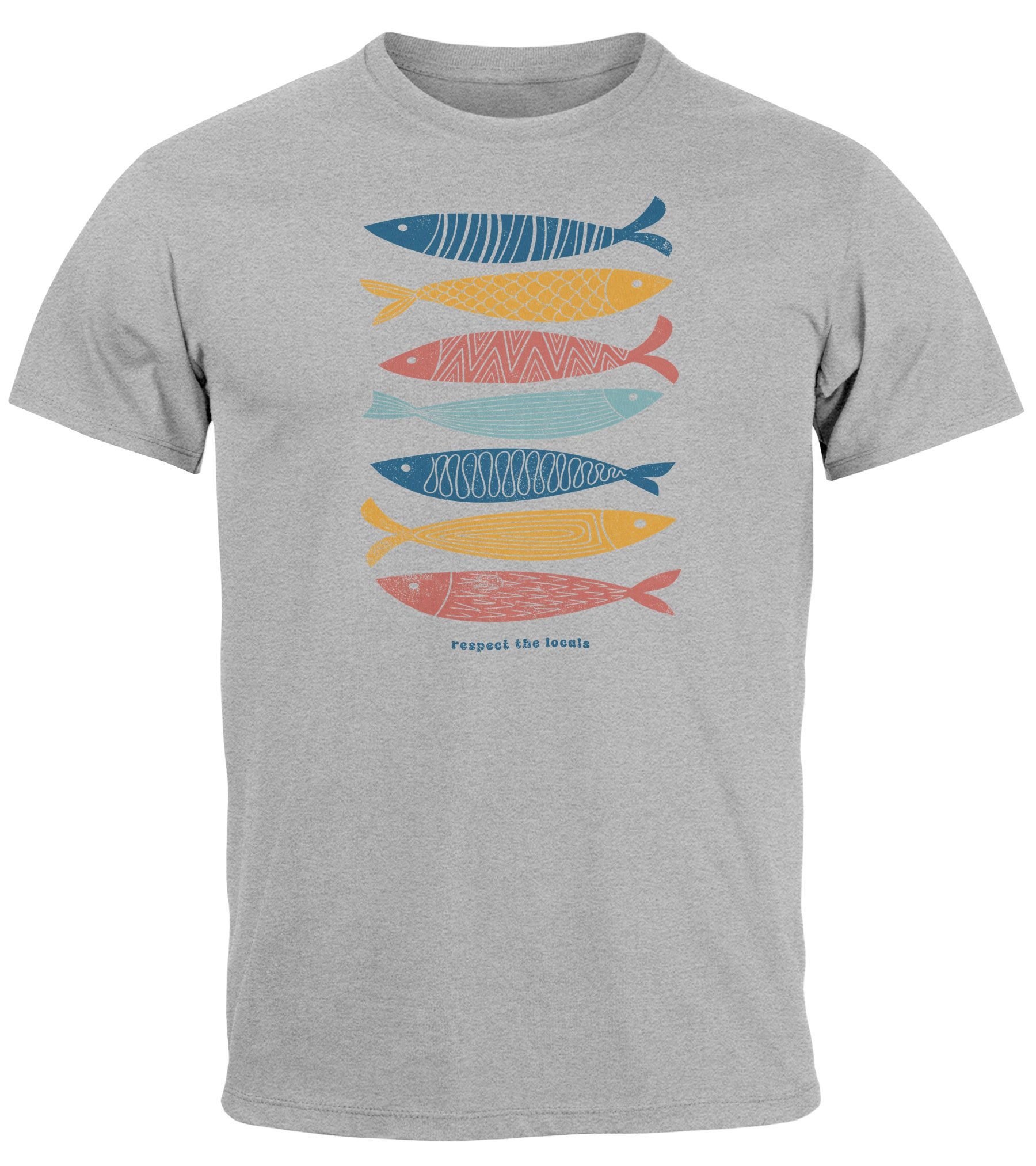 Neverless Print-Shirt Herren T-Shirt Motiv Maritim Meer Fische Sommer Urlau günstig online kaufen