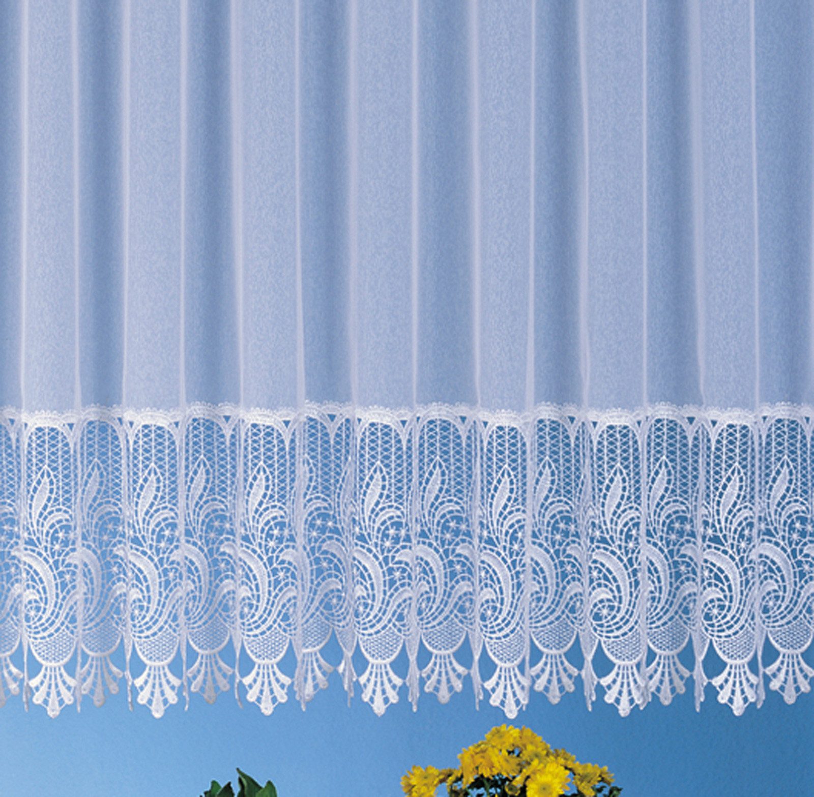 heimtexland Gardine Stores Vorhang Makramee Sockel Borte weiß Typ516 (1 St) günstig online kaufen