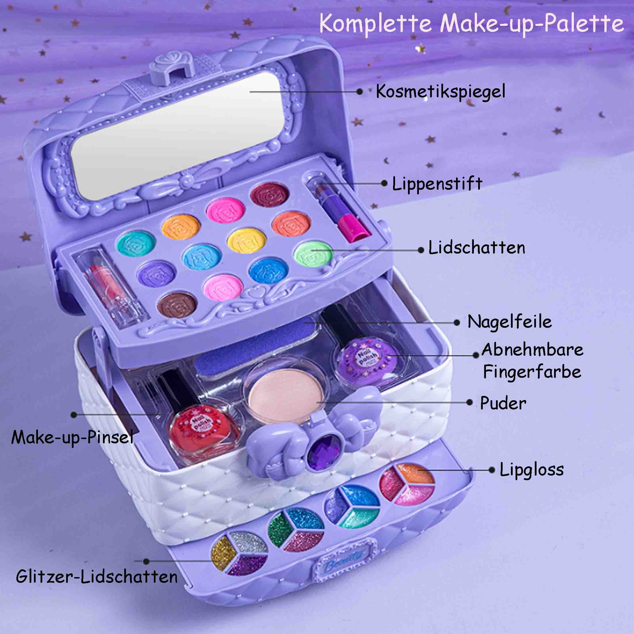 KINSI Kosmetik-Set Prinzessin Schminkkoffer, Mädchen-Spielzeug,Lidschatten-Set, Eine breite Palette von Accessoires, eine breite Palette von Make-up