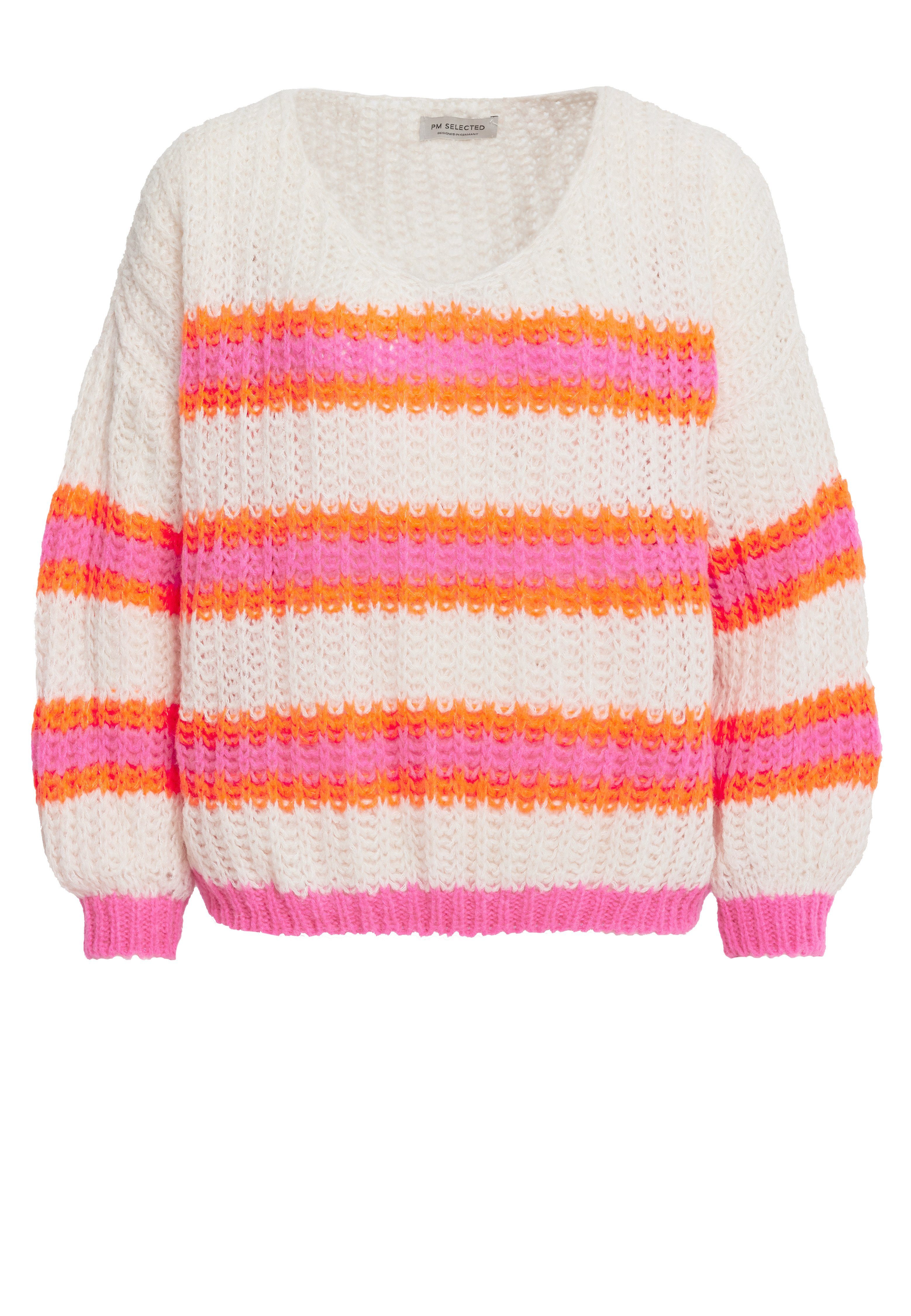 Rayshyne Strickpullover PM-01 (Kuscheliger Bunter Pullover Gestreifter Pull günstig online kaufen