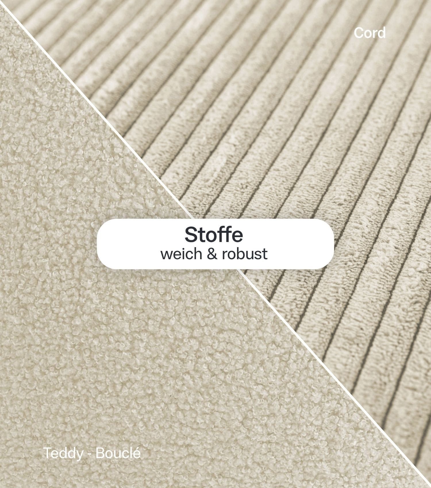 mokebo Pouf Mochi (rund und aus Cordstoff), Made in Germany, Sitzhocker, Bodenkissen, Fußhocker in Beige – Bild 5 von 5