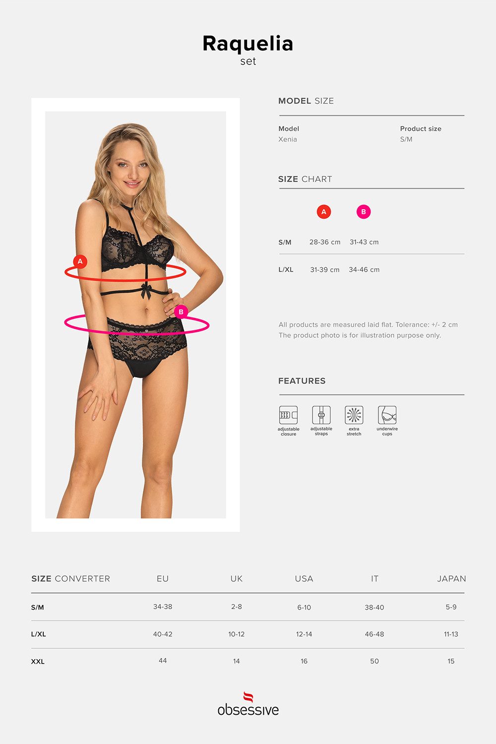 Obsessive Set: Dekolleté-BH Frauen Dessous Spitzen Reizwäsche Set aus offener Bügel BH mit Bänder