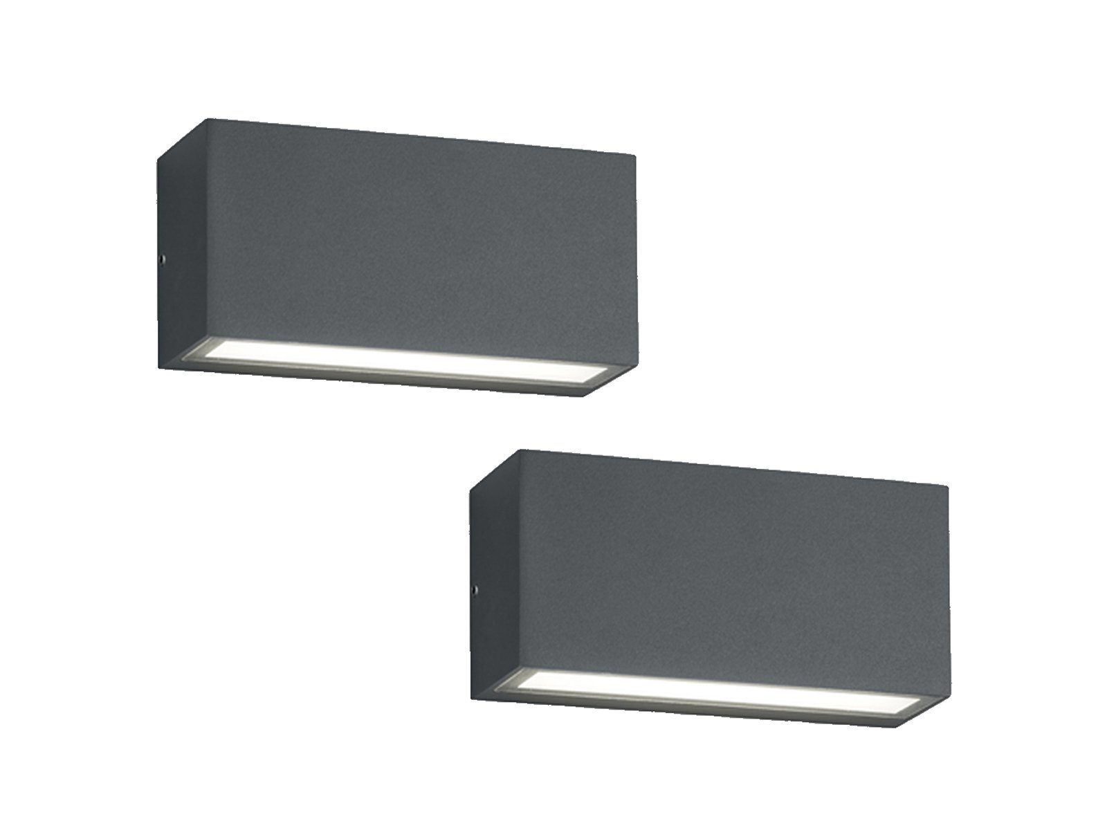 TRIO Leuchten LED Außen-Wandleuchte, LED fest integriert, Warmweiß, 2er-Set kleine Fassadenlampe up down für Hauswand, Anthrazit, B: 14cm