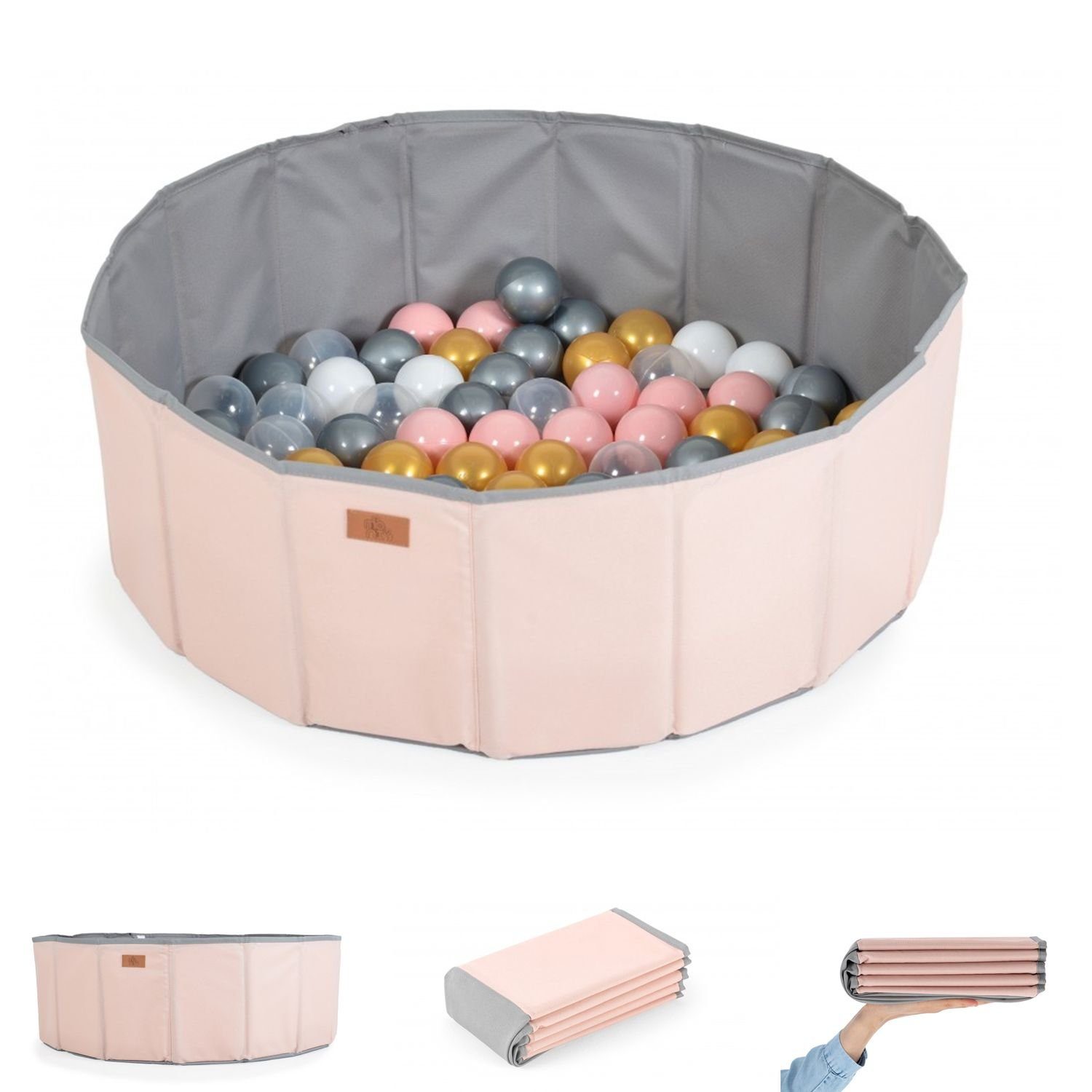 Moni Мячиbad Мячиbad faltbar 90 Spielbälle, 7 cm Durchmesser, Schutzrand, Kinderpool