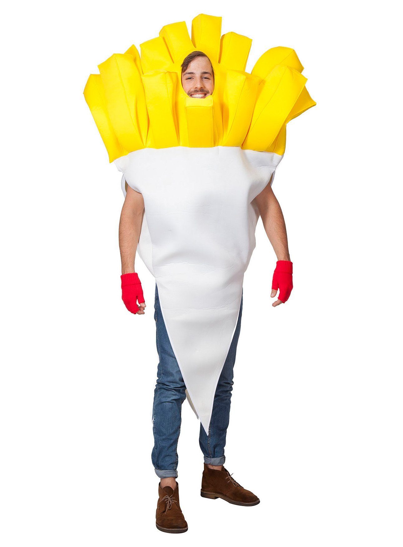 Metamorph Lebensmittel-Kostüm Große Pommes lustiges Kostüm Fasching Karnevalskos, Fritten für Alle - lustiges Kostüm für hungrige Menschen