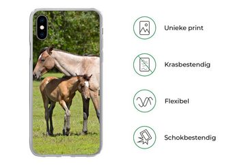 MuchoWow Handyhülle Pferde - Gras - Schatten, Handyhülle Apple iPhone Xs, Smartphone-Bumper, Print, Handy