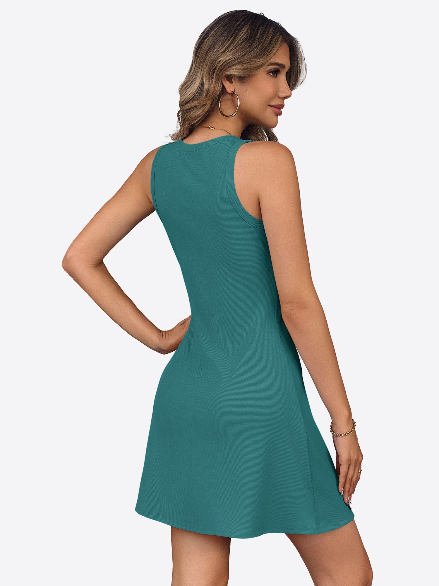 Imily Bela Strickkleid Damen Ärmelloses Kleid mit Rundhals (Packung, 1-tlg., 1per-Pack) in Unifarbe