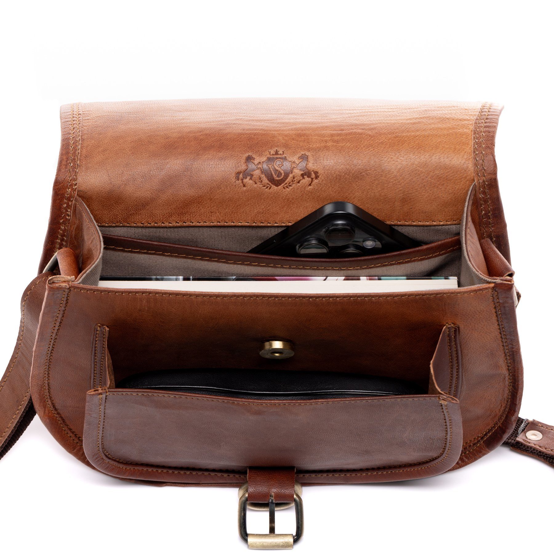 SID & VAIN shoulder bag real leather shoulder bag large brown, crossbody bag real leather for women, shoulder bag light brown