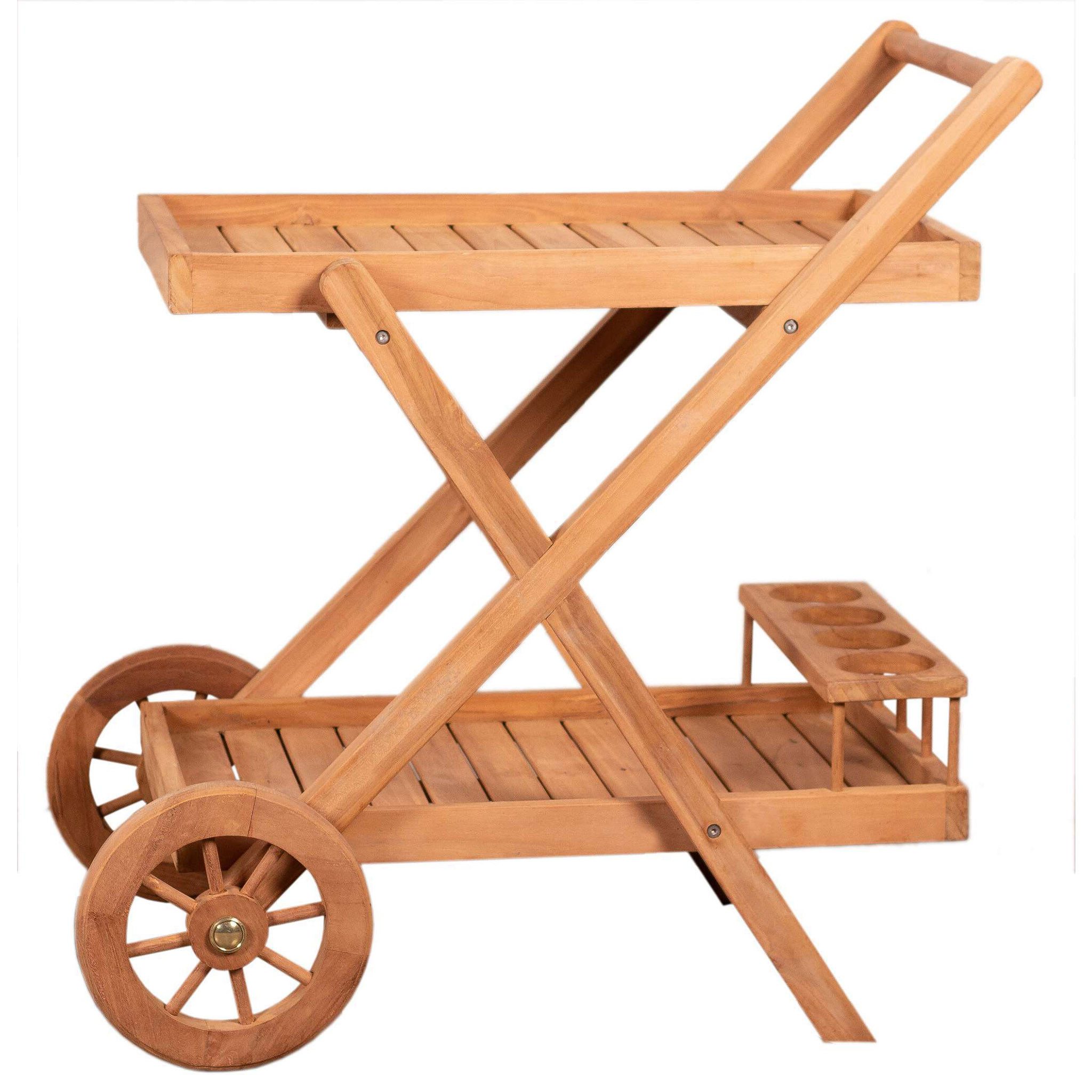 Servierwagen Chester mit Rollen - Teakholz