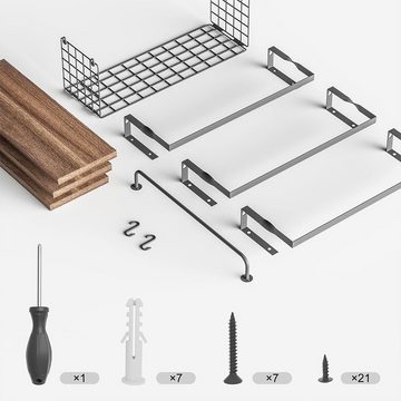 GLIESE Wandregal Wandregal 3er Set, Schweberegal für Küchen Badezimmer Wohnzimmer Büro, mit rustikalem Holzbrett und schwarzem Metall