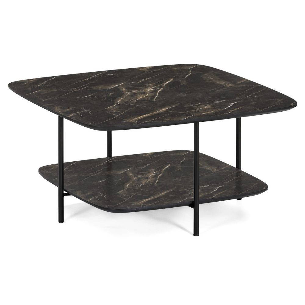Couchtisch Design Couchtisch MARMOL 75cm schwarz moderne Marmor-Optik