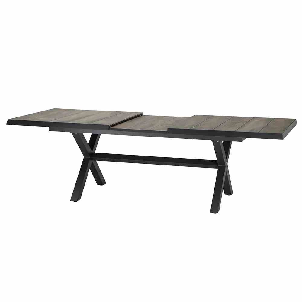 GAUTZSCH Gartentisch in matt anthrazit, washed grey - 200x77x100 (BxHxT)