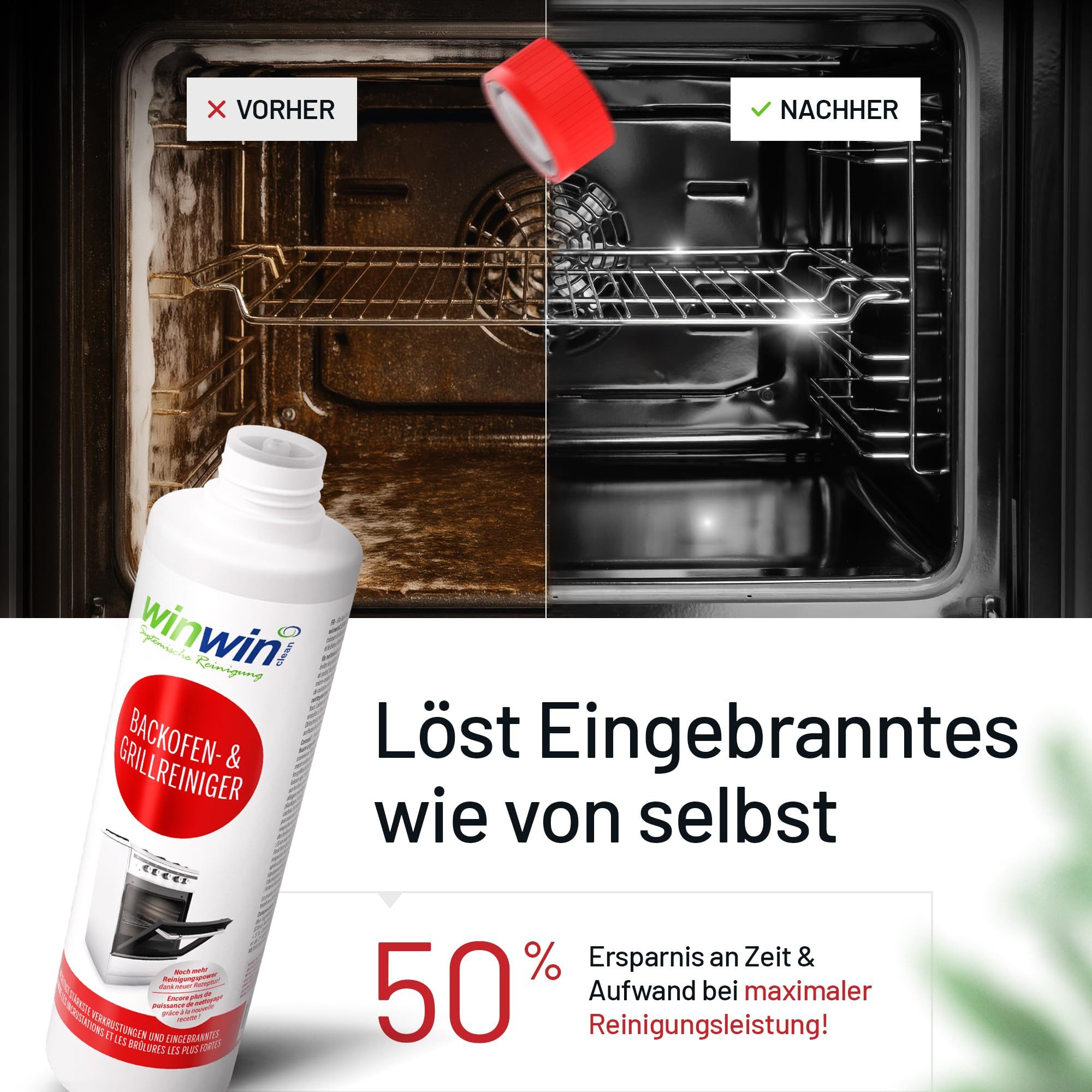 winwinCLEAN Backofenreiniger & Grillreiniger 500ml+Pinsel I Fettlöser, extra stark Backofenreiniger (Set, [- 1x 500 ml Grill-/Backofenreiniger, 1x Pinsel Grillreiniger,Backofenreiniger,Herdreiniger,Testsieger,Fettreiniger)