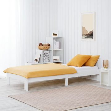 Homestyle4u Holzbett Einzelbett 90x200 Lattenrost Weiß Bett (Set)