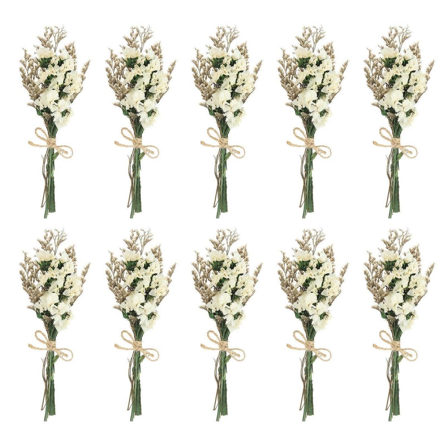 Trockenblume Mini-Trockenblumenstrauß Weiß 10Stk, LuxusKollektion, Höhe 3 cm