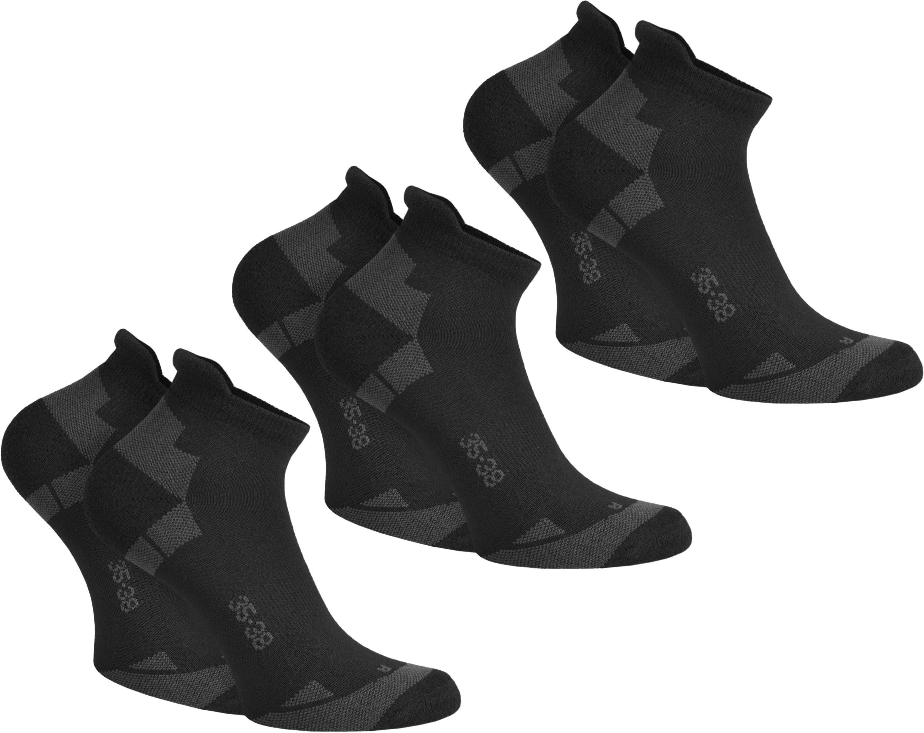 Coolmaxfaser Paar mit Sneakersocken Coolmax Paar) 6 Schwarz 6 Sneakersocken normani klimaregulierende Komfortferse (6er-Set,