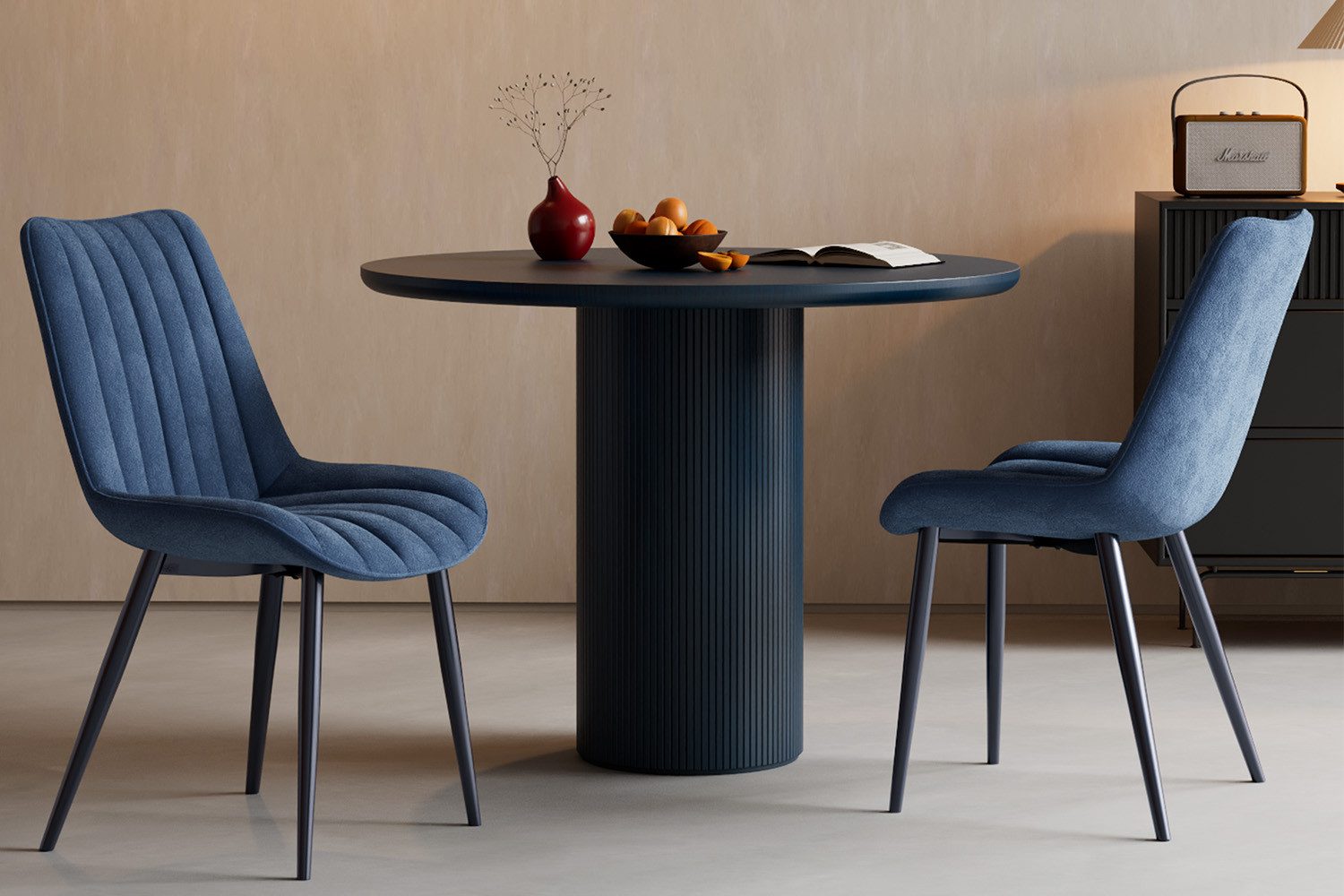 Esszimmerstuhl Stuhlset - aus Samt oder Kunstleder, gepolstert, mit Metallfüßen