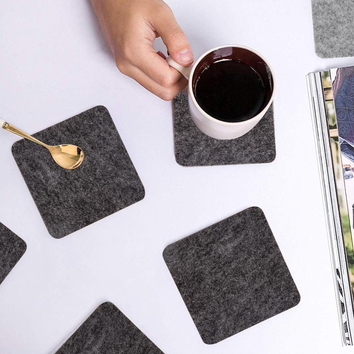 wortek Tischläufer Filz Tischset + Untersetzer Katze (Set 4 + 8-tlg), waschbar