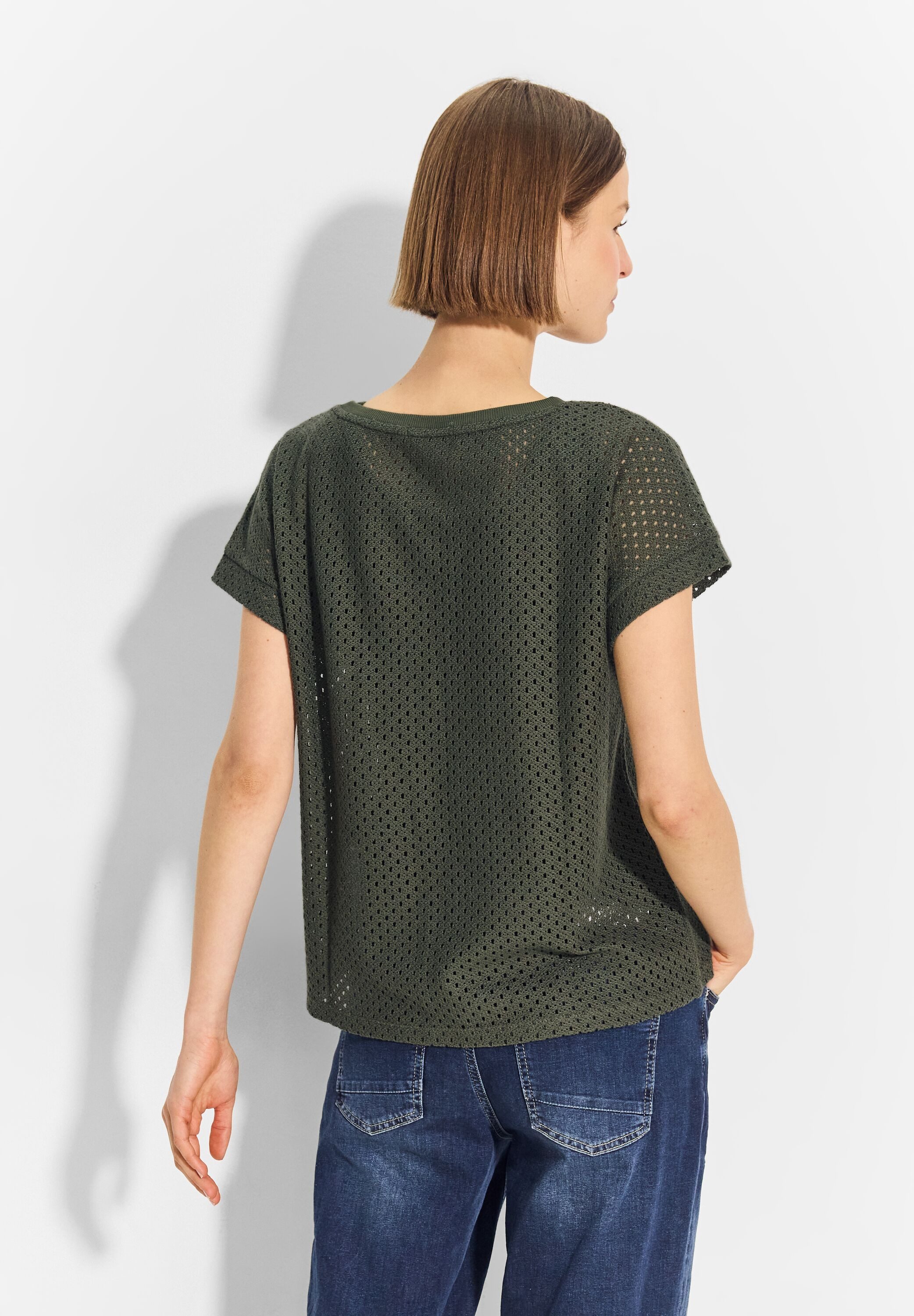 CECIL Rundhalsshirt mit Lochmuster