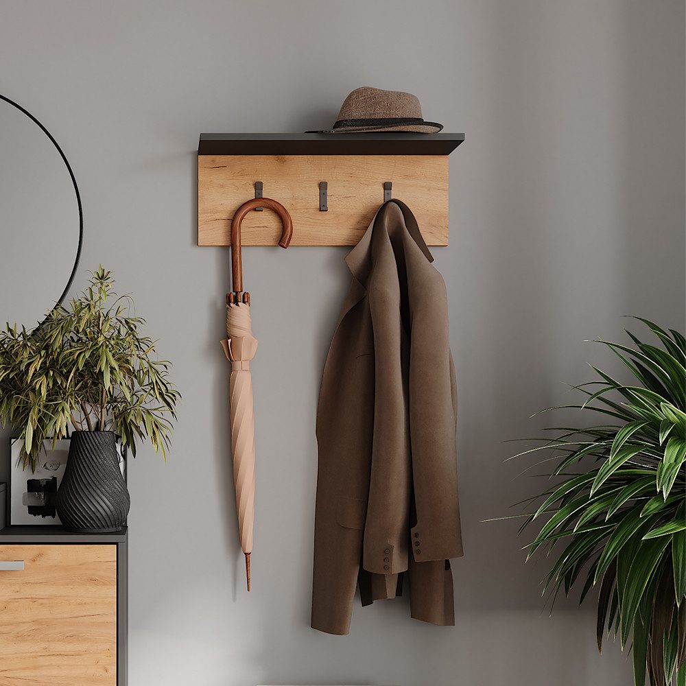 Vicco Garderobenschrank Orlando, Anthrazit/Goldkraft Eiche, 60 x 21.6 cm