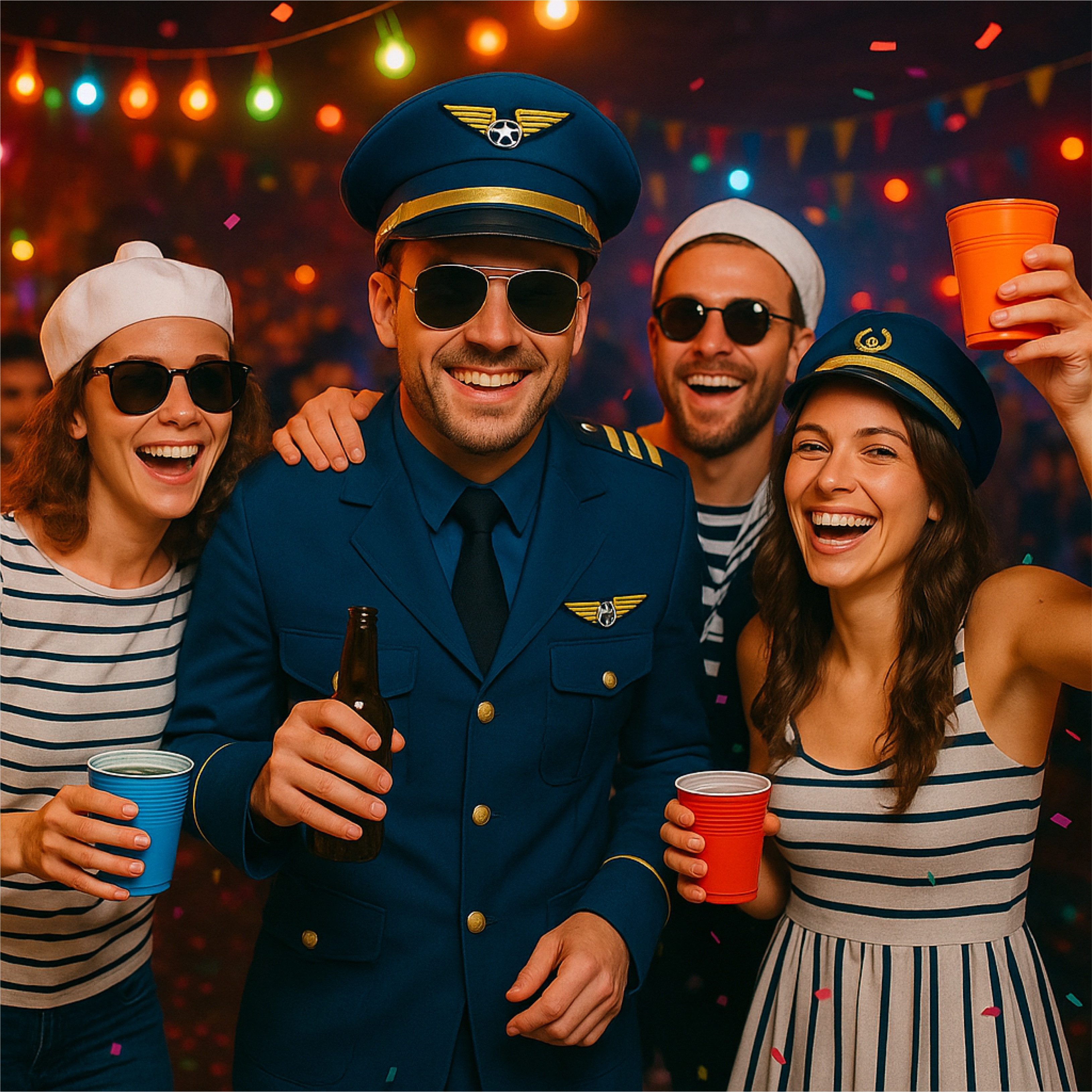 TK Gruppe Kostüm Pilot Set – Kostüm für Fasching Karneval mit Schulterklappen