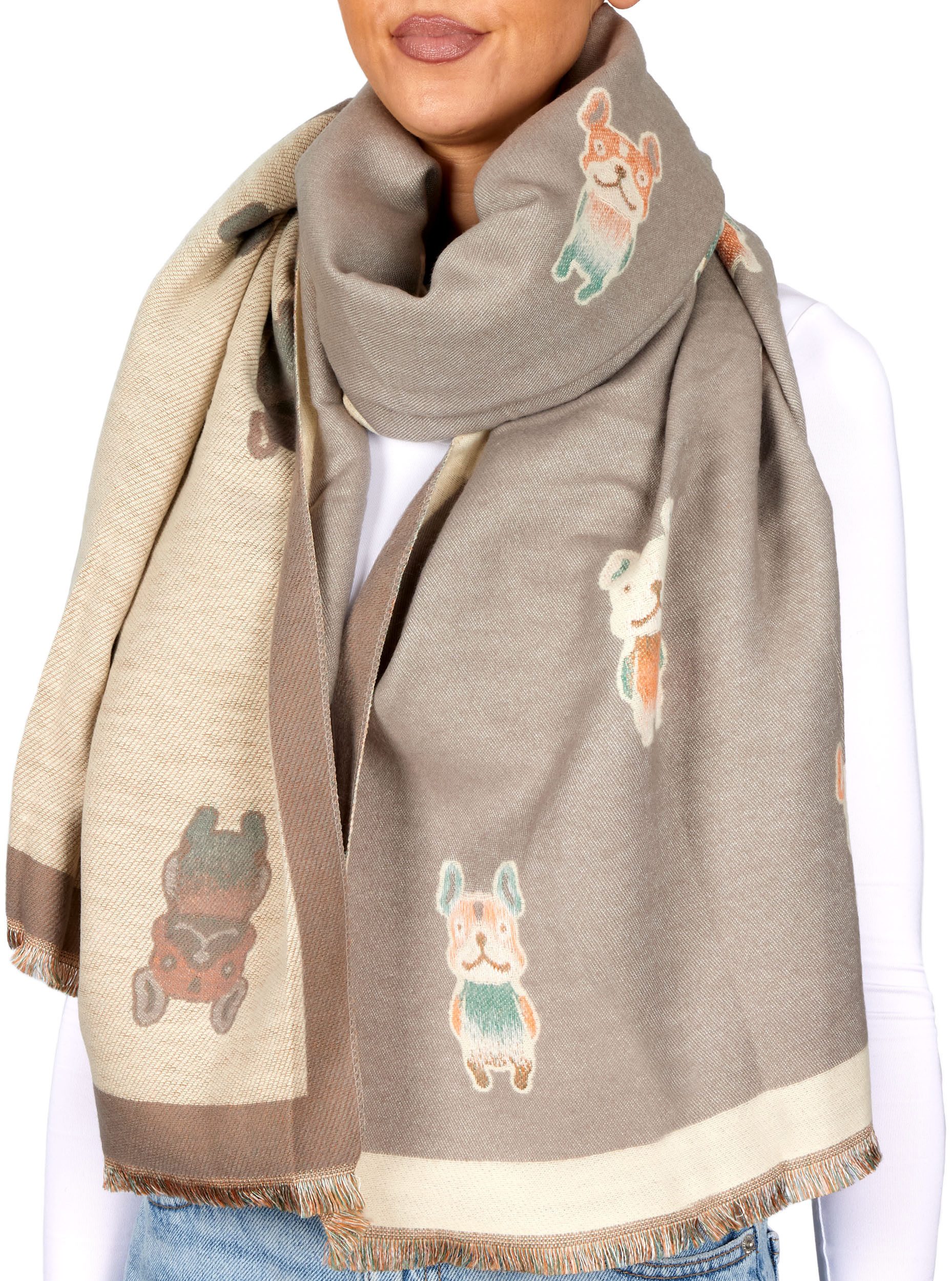 BRUBAKER Schal Cashmirillo Damen Schal - Französische Bulldogge - 70 x 200 günstig online kaufen