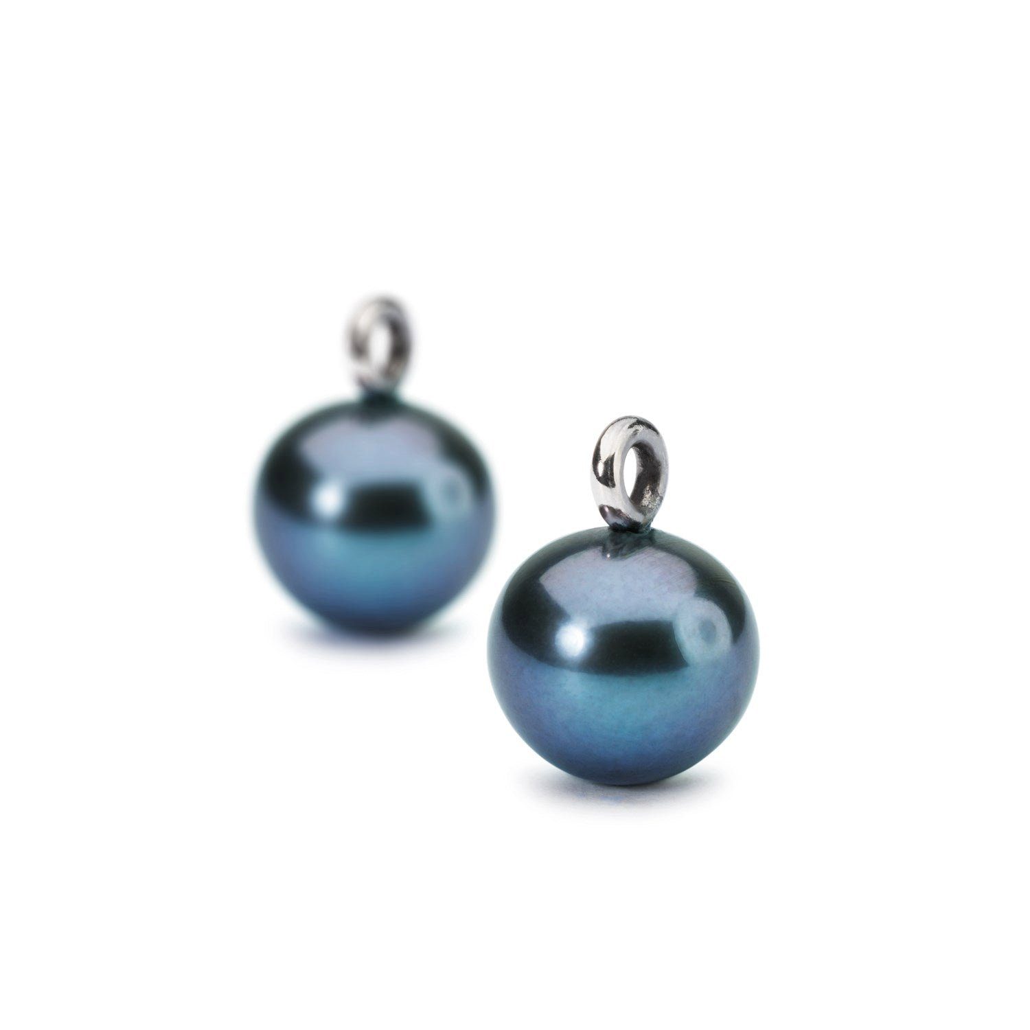 Trollbeads Einhänger für Ohrschmuck Pfauenfarbige Perlen rund, TAGEA-00096 | Ohrringe