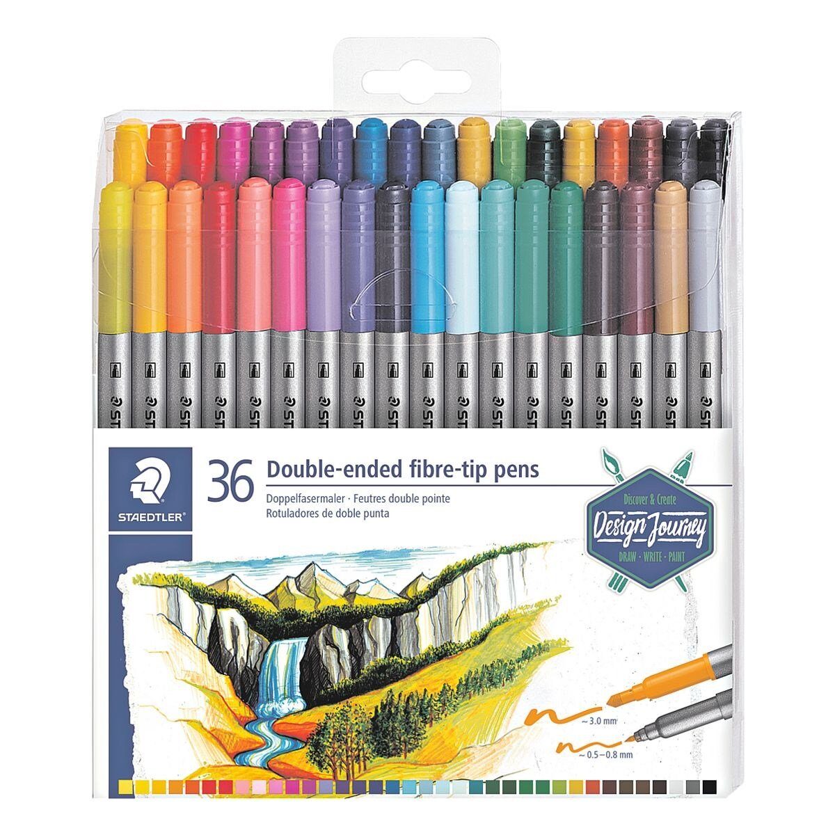 STAEDTLER Filzstift Twin-tip, (36-tlg), Doppelstift, mit zwei unterschiedlichen Spitzen