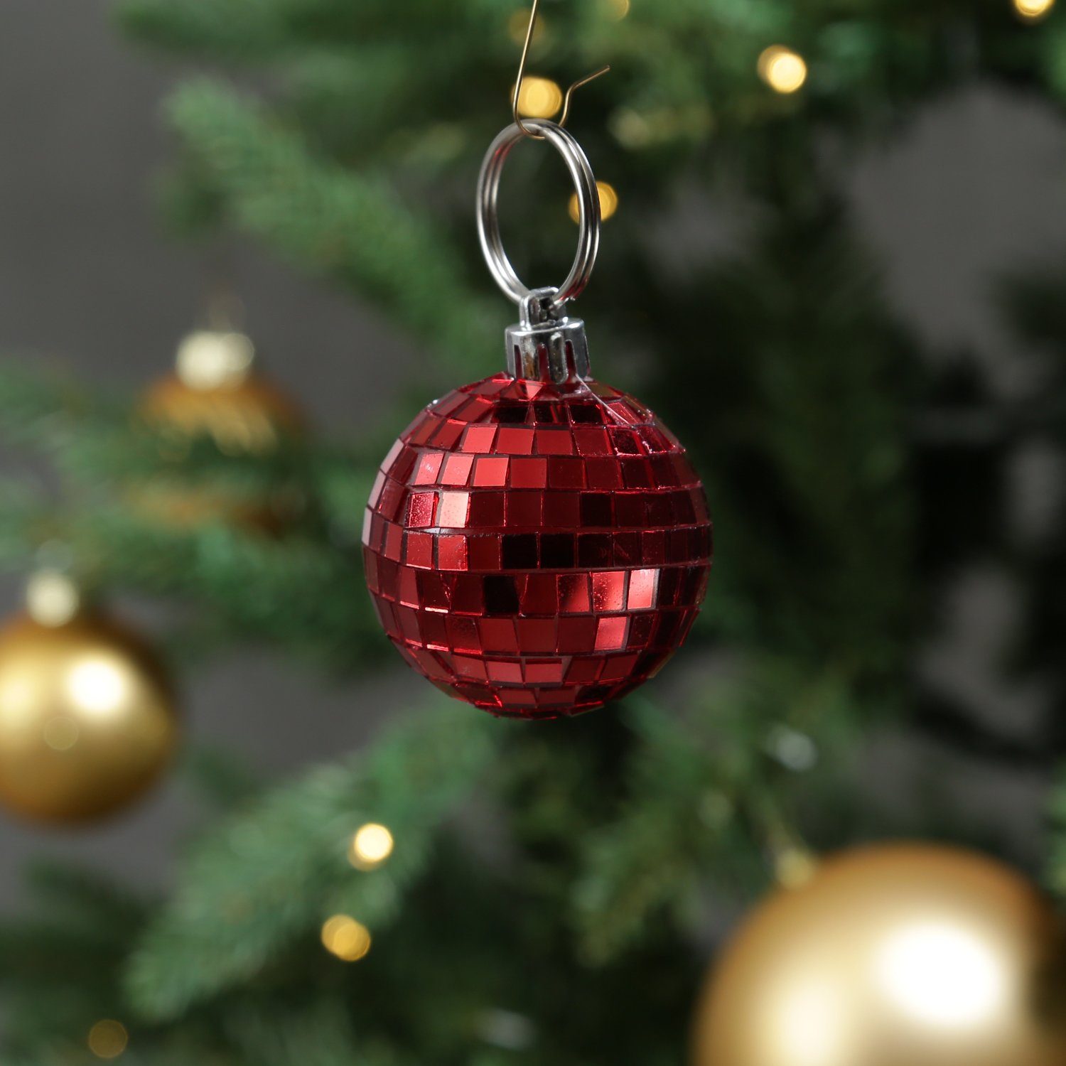 MARELIDA Christbaumschmuck Weihnachtsbaumschmuck Discokugel Spiegelkugel Baumkugel D: 5cm rot