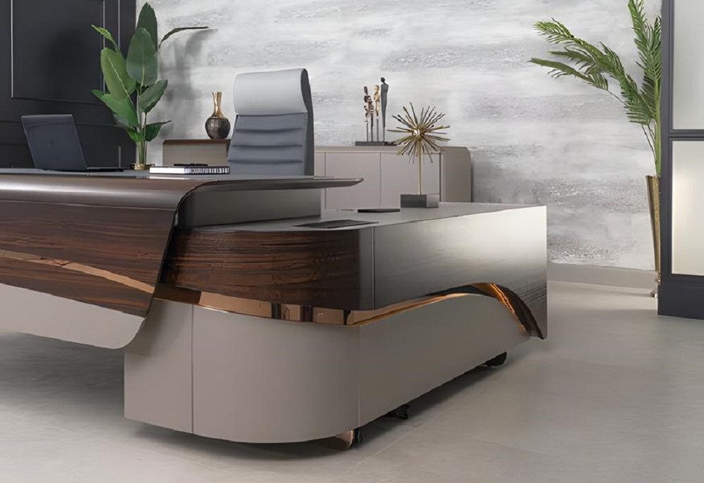 Xlmoebel Eckschreibtisch Luxuriöser Holzschreibtisch für moderne Büroeinrichtung (Eckschreibtisch), Hergestellt in Europa