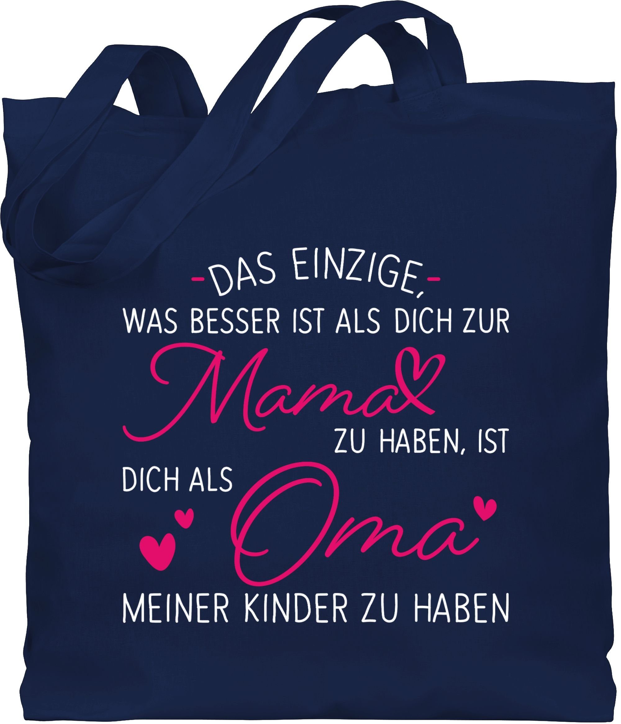 zur Dich I Oma zu Schwangerschaft Shirtracer 2 verkünden Navy haben Umhängetasche Omi I, Geschenk Oma Blau