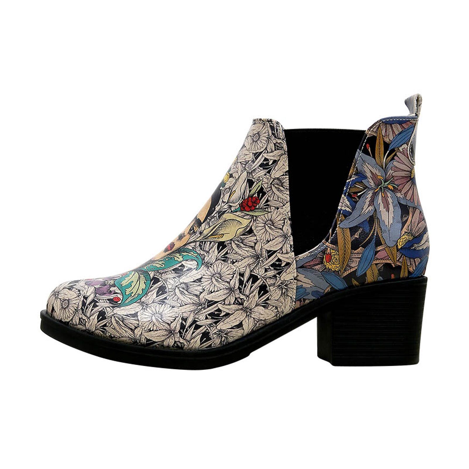 DOGO Eve Boots Frida-Kahlo-with-Blue-Flowers Stiefelette Handgefertigt