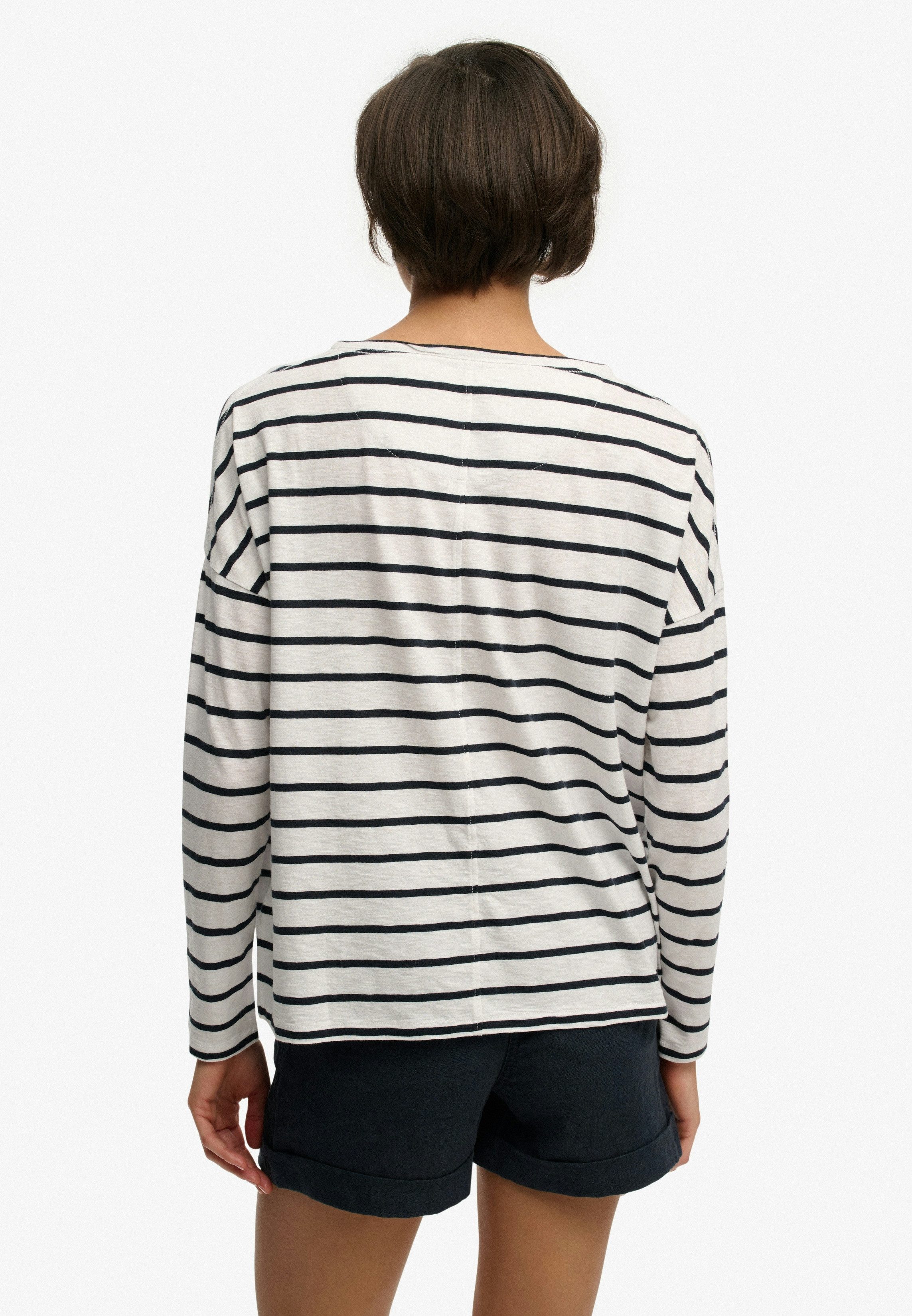 Superdry Langarmshirt STUDIOS BOAT NECK SLUB LS TOP Baumwollmischung, oversize