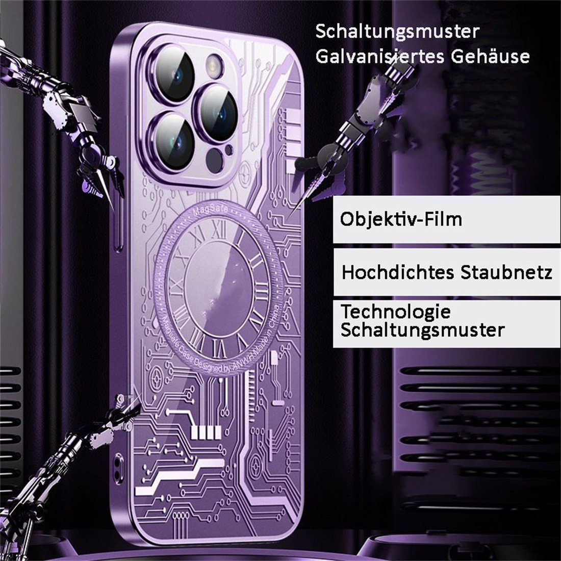 Vollabdeckung Hülle 14Pro, Hülle, Handytasche iPhone DÖRÖY für Schutzhülle Schwarz Magnetische